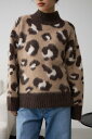 【SALE/50%OFF】AZUL BY MOUSSY レオパートジャガードニットトップス アズールバイマウジー トップス ニット グレー ベージュ(4)