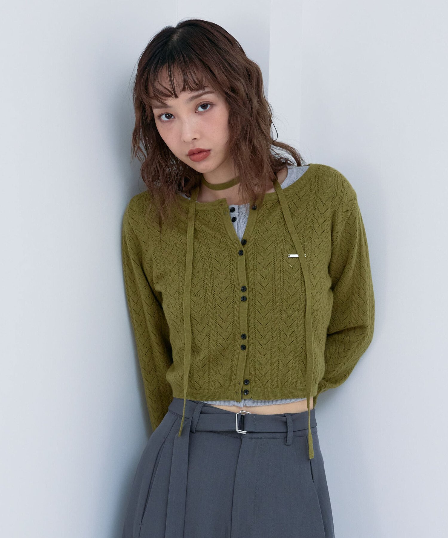 【SALE／50%OFF】archives チョーカー付ハリヌキニットカーディガン アルシーヴ トップス カーディガン..