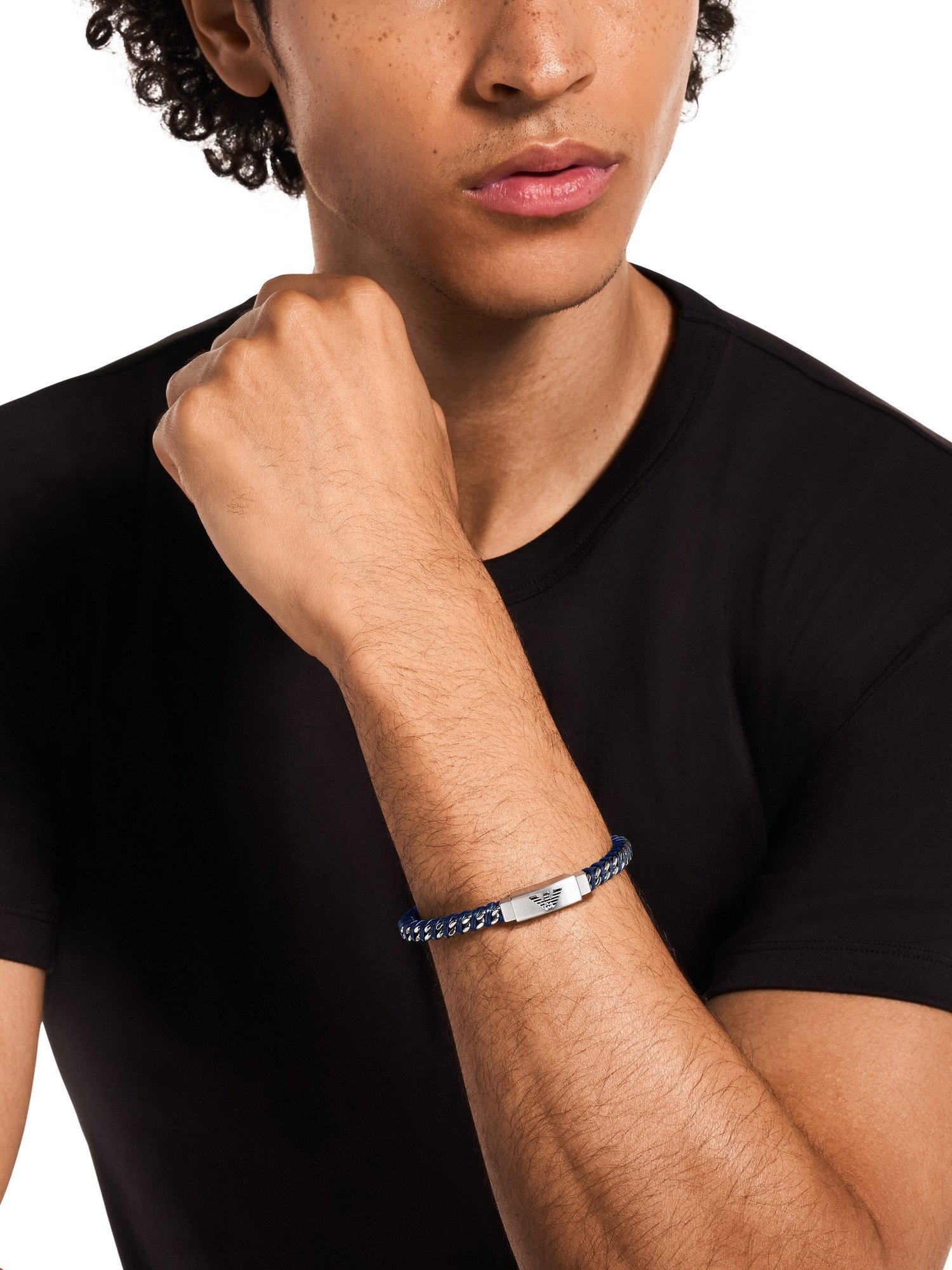 EMPORIO ARMANI エンポリオ・アルマーニ アクセサリー メンズ ブレスレット シルバー EGS3319040 ウォッチステーションインターナショナル アクセサリー・腕時計 ブレスレット・バングル ブルー【送料無料】