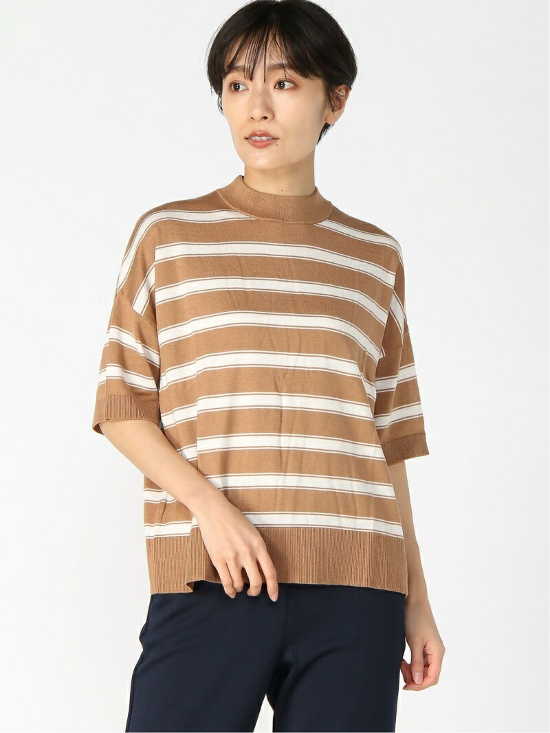 【SALE／50%OFF】BANANA REPUBLIC (W)シルクコットン ショートスリーブセーター バナナ・リパブリック トップス ニット ブラウン ブルー イエロー ホワイト ネイビー オレンジのサムネイル