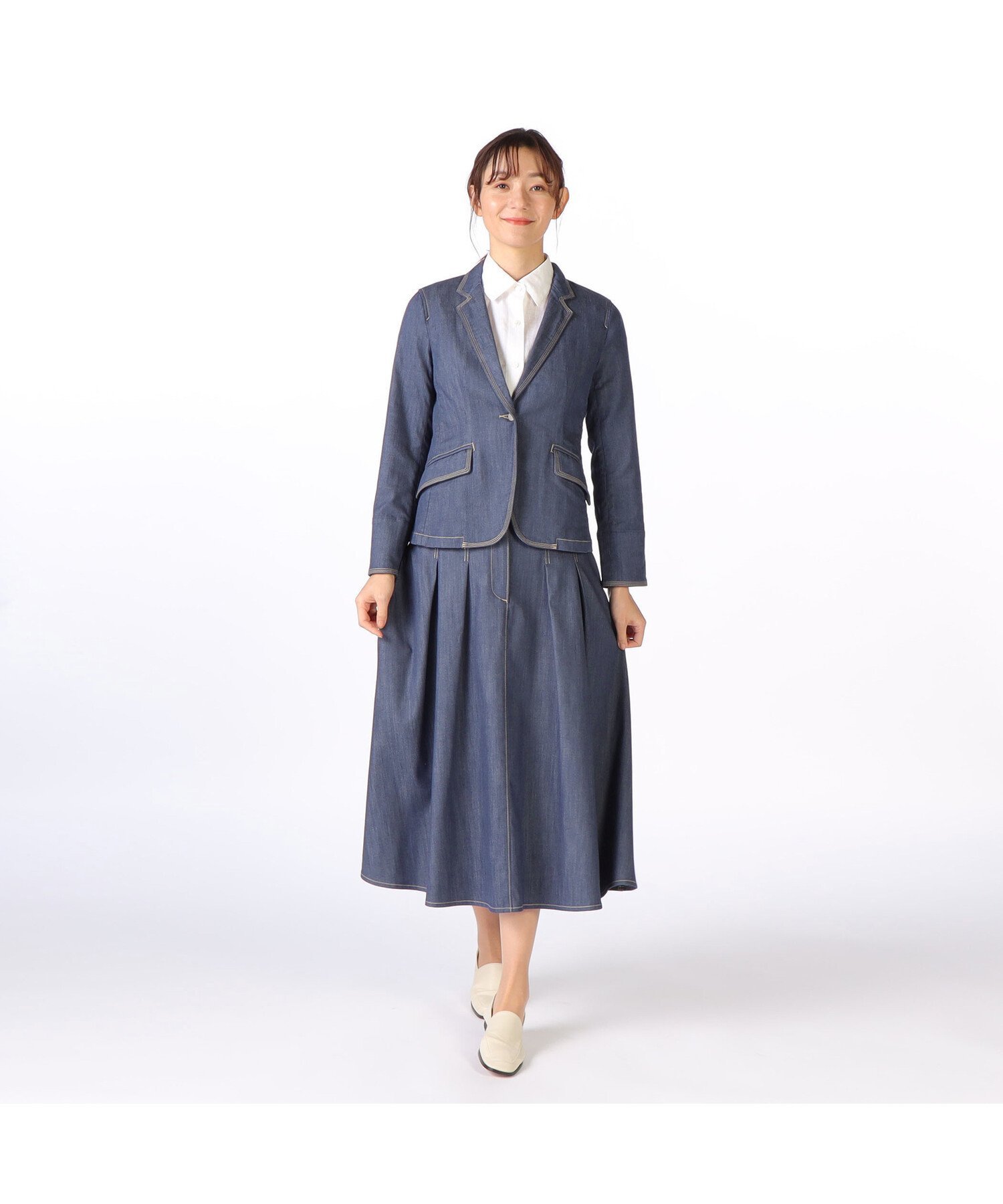 SCAPA スラブシャンブレージャケット スキャパ ジャケット・アウター テーラードジャケット・ブレザー ネイビー