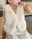 aimoha KIDS 【aimoha-KIDS-】韓国子供服 かわいいフェイクファーベスト アイモハ トップス ベスト・ジレ グレー ピンク ホワイト ベージ...