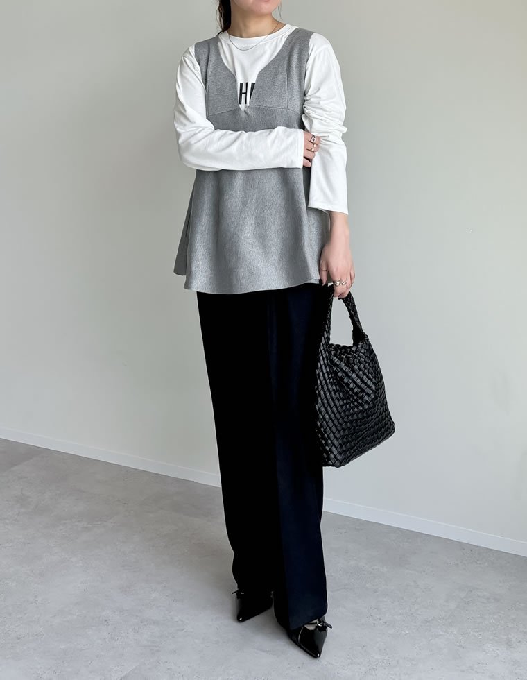 【SALE／30%OFF】Re:EDIT レーヨン混ミラノリブペプラムニットトップス リエディ トップス ニット ブラック グレー stylife-15056726 Rakuten Fashion サンプル画像3