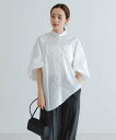 【SALE/20%OFF】URBAN RESEARCH イレギュラーヘムスタンドカラーブラウス アーバンリサーチ トップス シャツ・ブラウス ブルー ホワイト グレー【送料無料】