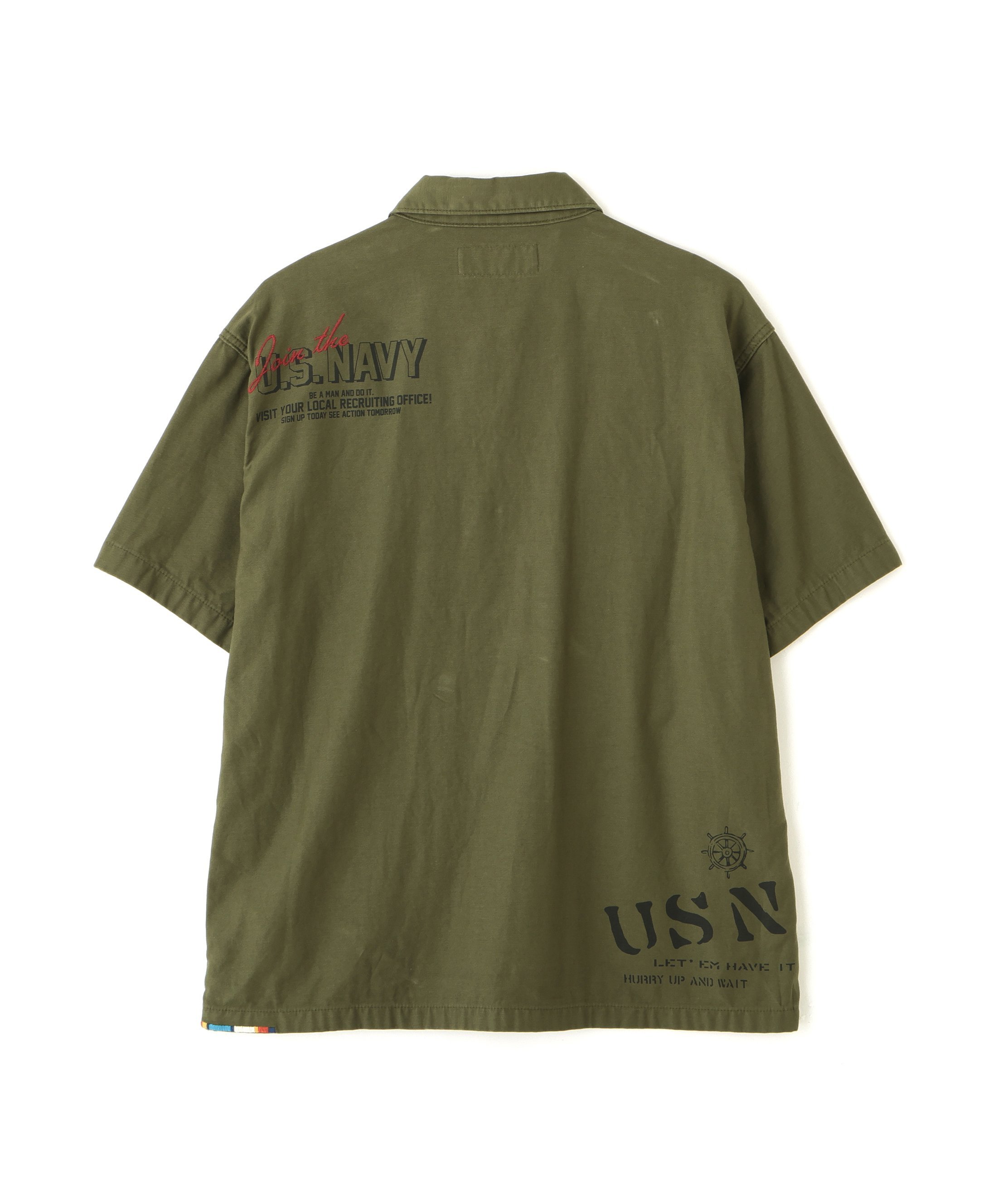 AGED-LOOK S/S UTILITY SHIRT アヴィレックス トップス シャツ・ブラウス グリーン