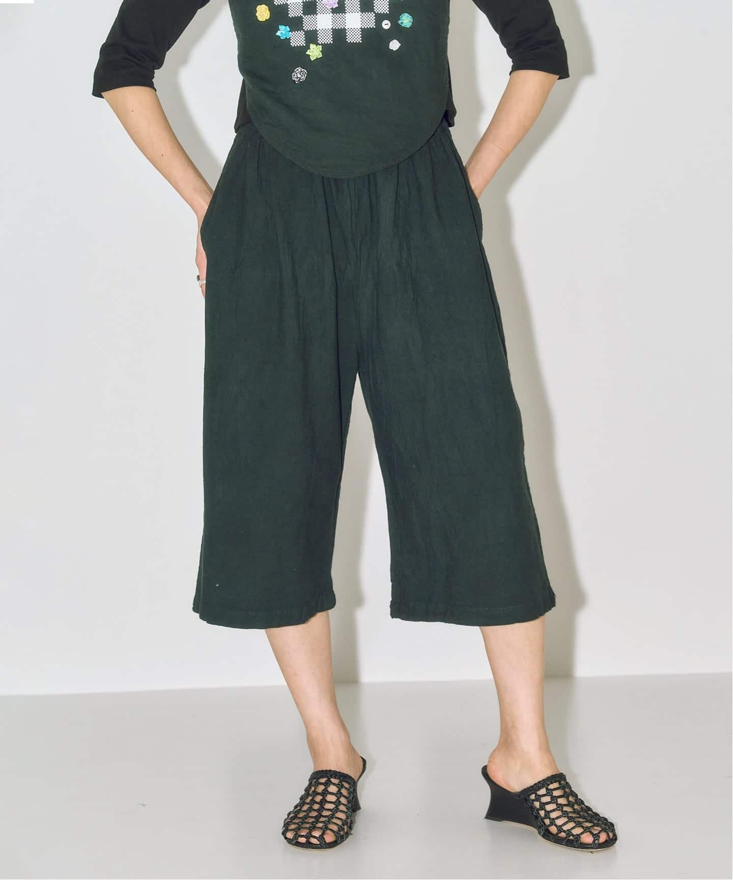 CITYSHOP 《予約》FUJIN TREE * 鄭惠中 別注 SHORT LEG パンツ シティーショップ パンツ その他のパンツ ブラック【送料無料】