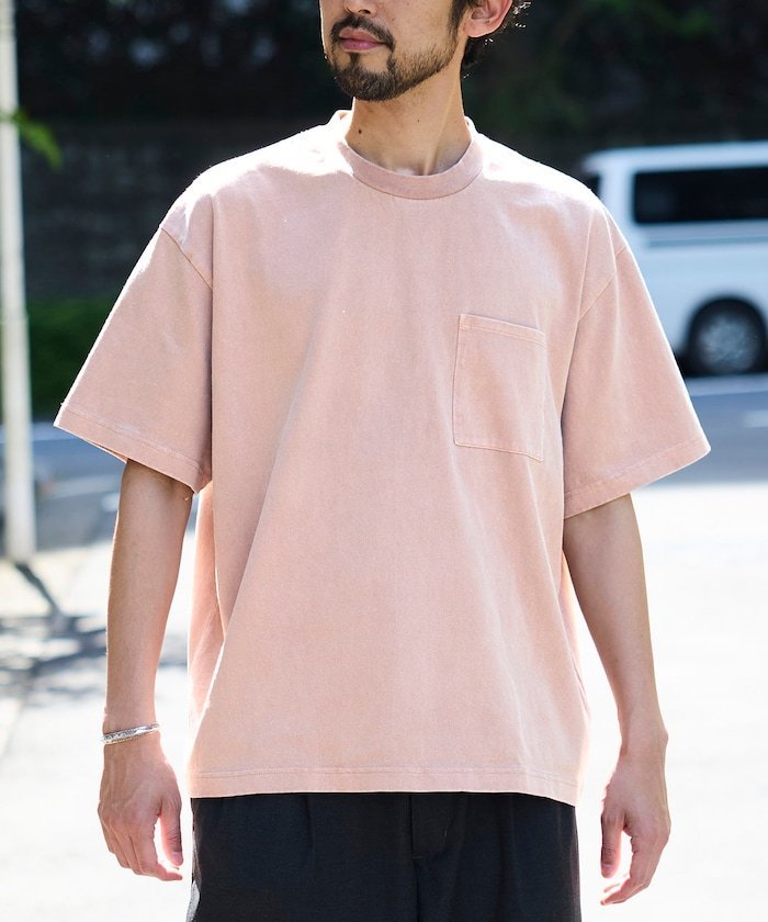 HEAVY WEIGHT/ヘビーウェイト ピグメント ショートスリーブ クルーネック ポケットTシャツ/10.5オンス フリークスストア トップス カットソー・Tシャツ グレー ブラウン ピンク グリーン