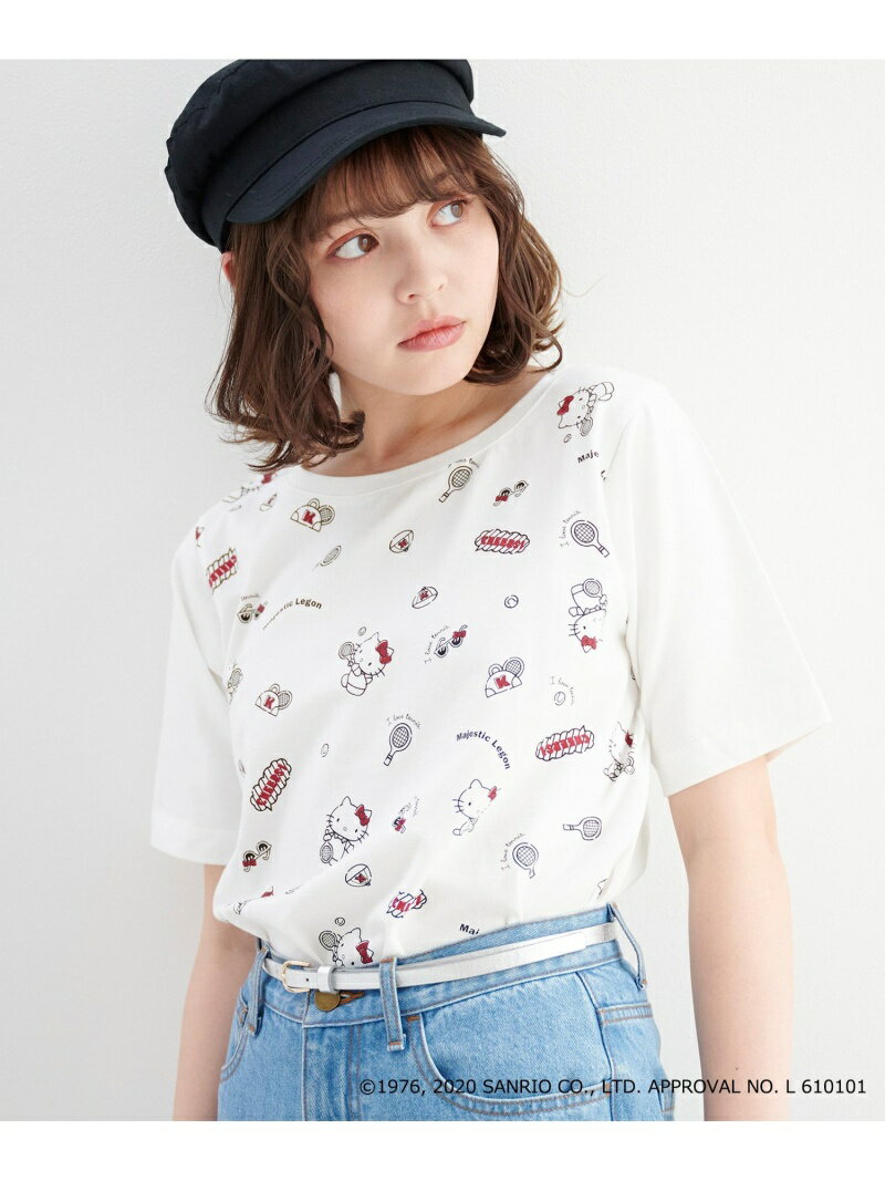 【SALE／71%OFF】MAJESTIC LEGON ハローキティ/スポーツTシャツ マジェスティックレゴン カットソー Tシャツ ホワイト イエロー ピンクのサムネイル