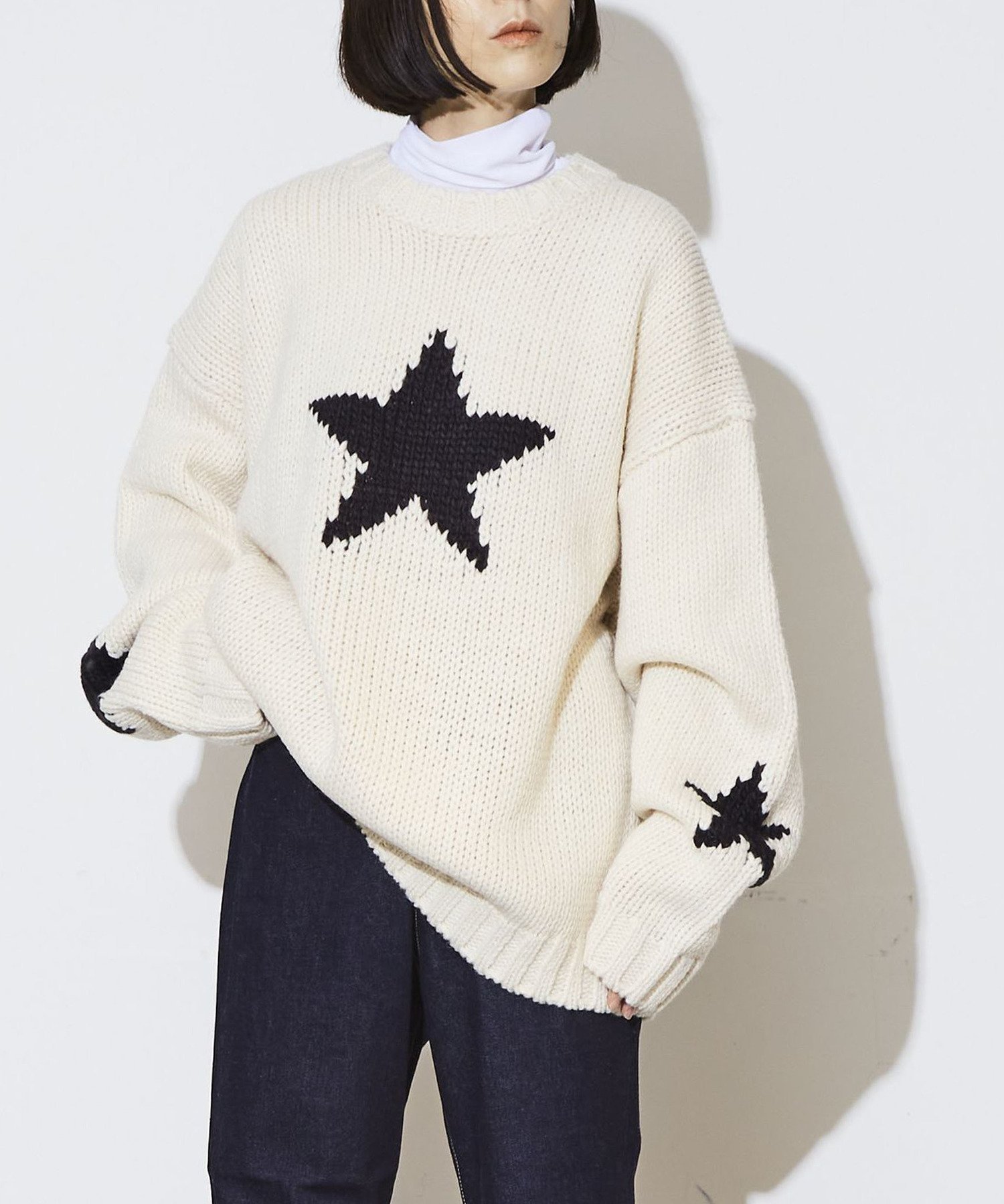 CONVERSE TOKYO MENS STAR★ LOWGAGE PULLOVER KNIT コンバーストウキョウ トップス ニット ホワイト グレー グリーン【送料無料】のサムネイル