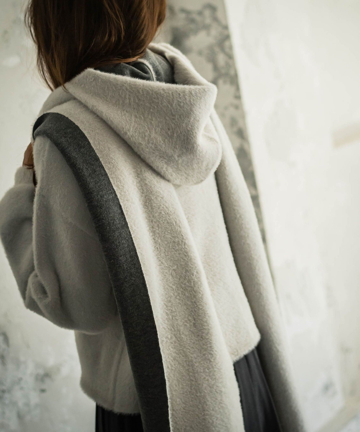 【SALE/50%OFF】MAYSON GREY フェザーヤーンWフェイスフーディニットストール≪手洗い可能≫ メイソングレイ ファッション雑貨 マフラー・ストール・ネックウォーマー ブラウン グレー オレンジ【送料無料】
