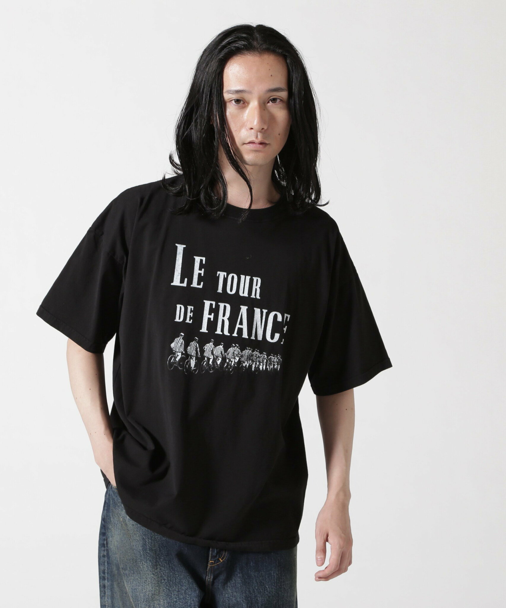 【SALE/5%OFF】B'2nd REMI RELIEF(レミレリーフ) 別注製品染め 25/-天竺BIGサイズT(FRANCE) ビーセカンド トップス カットソー・Tシャツ レッド ブラック【送料無料】