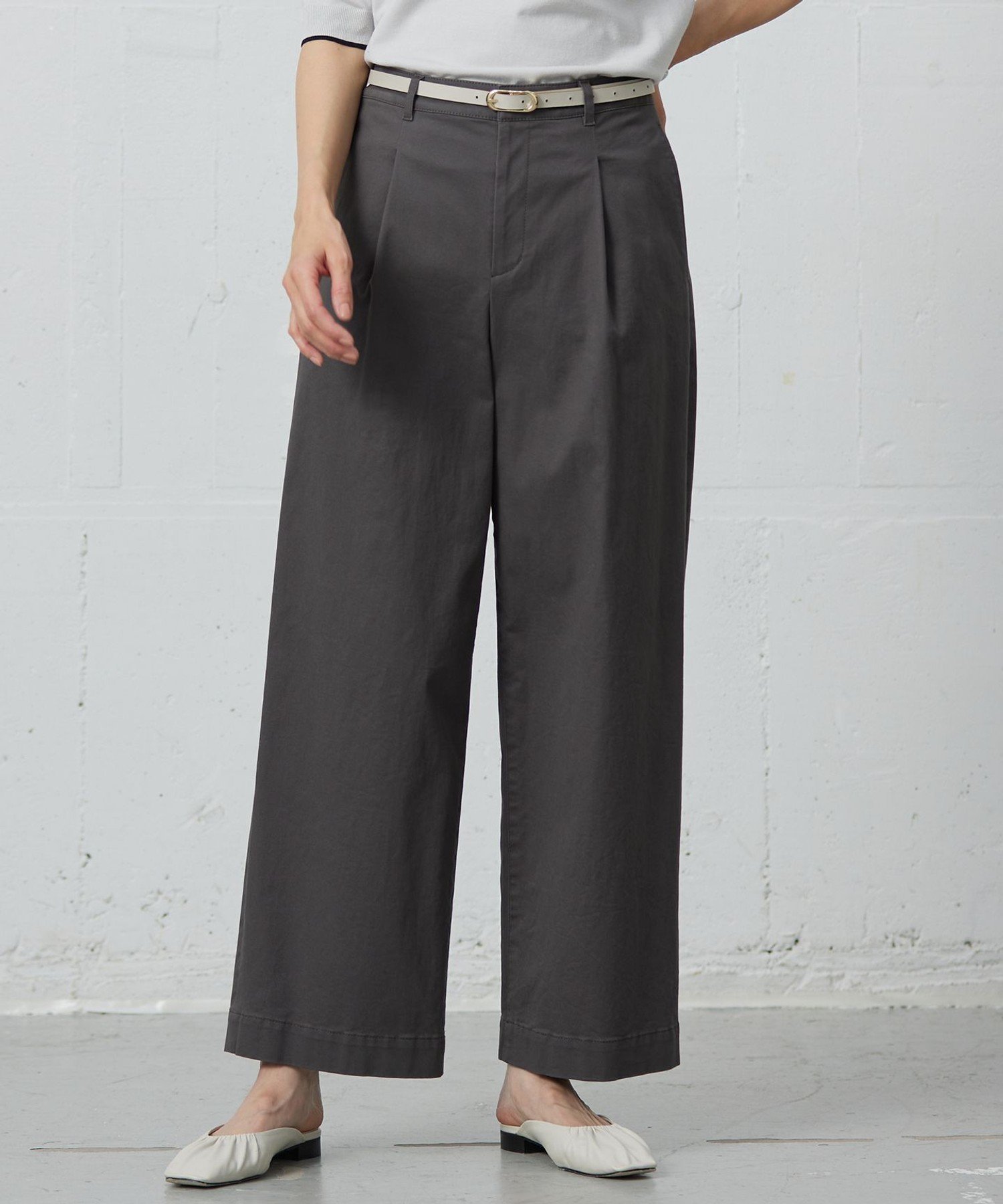 J.PRESS LADIES L 【洗える】20チノストレッチ ワイドパンツ ジェイプレス パンツ その他のパンツ ベージュ ホワイト