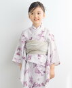 SOUBIEN 浴衣2点セット キッズ (浴衣+帯) ソウビエン 着物・浴衣・和装小物 浴衣 ネイビー【送料無料】