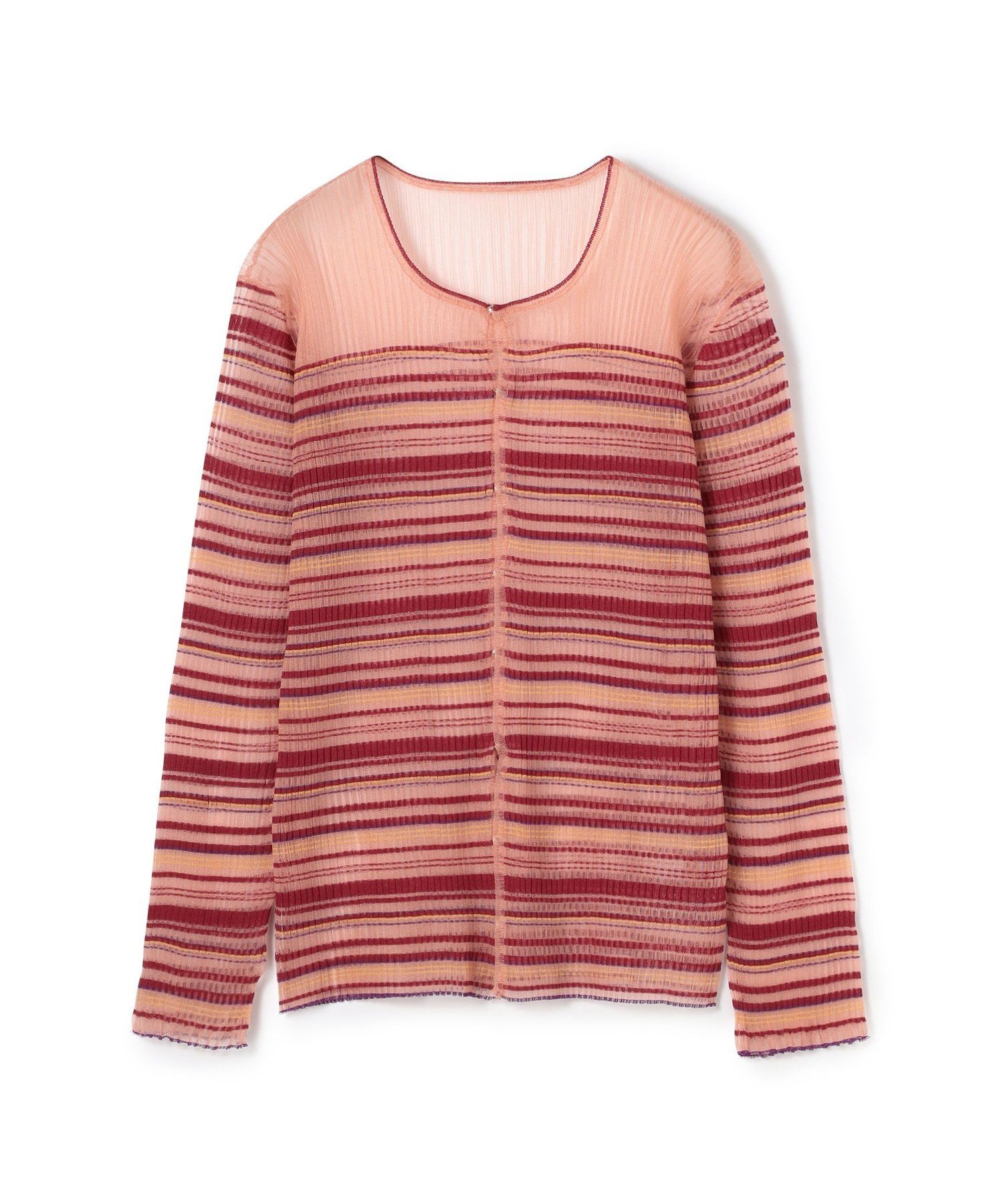 【SALE／40%OFF】MACPHEE シアーボーダー クルーネックカーディガン トゥモローランド トップス カーディガン レッド【送料無料】のサムネイル