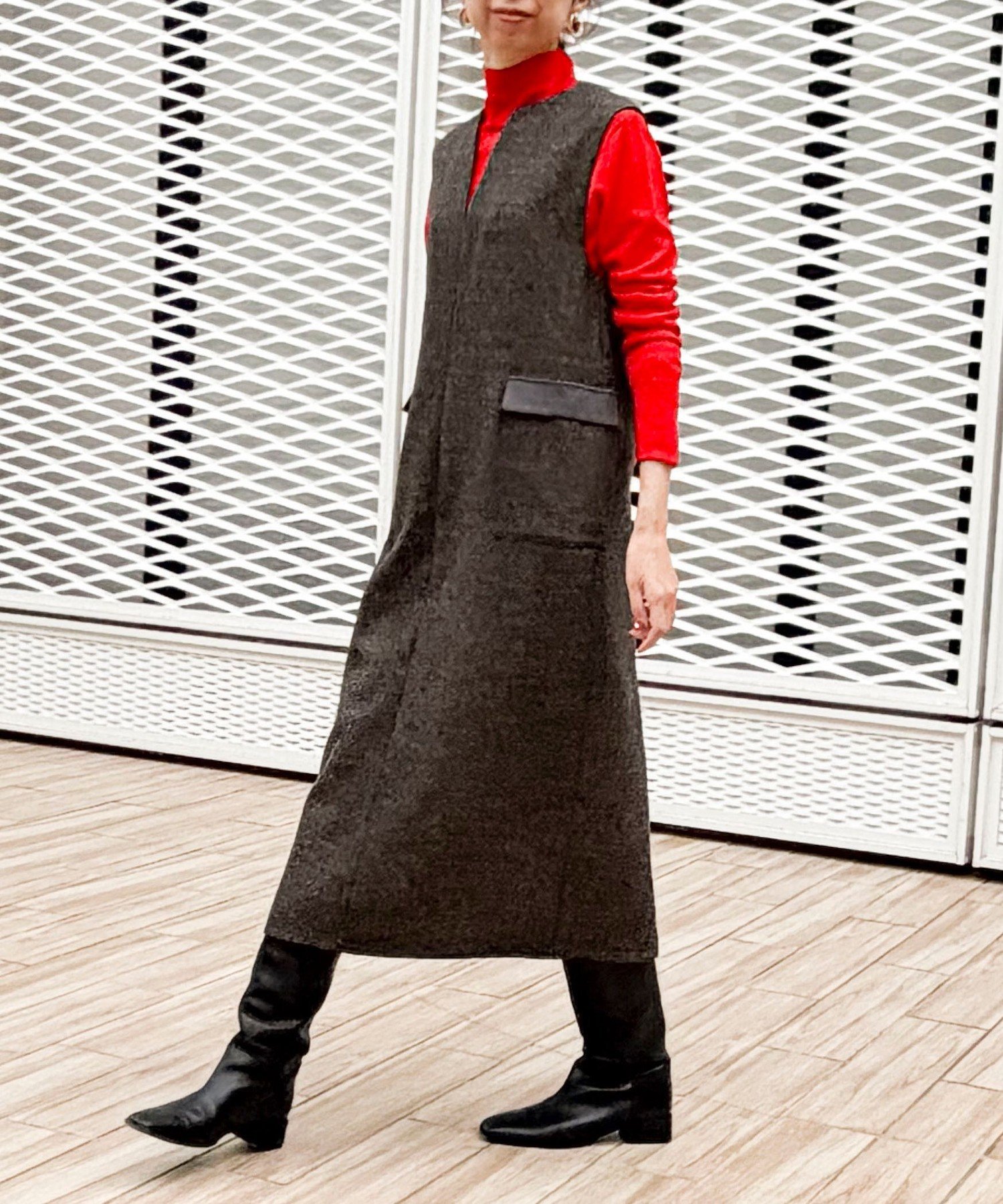 MICO COULIER ブリティッシュツィードワンピース ノーリーズ ワンピース・ドレス ワンピース グレー ブラウン【送料無料】のサムネイル