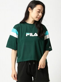 WEGO (L)別注FILA切替Tシャツ ウィゴー カットソー Tシャツ グリーン パープル ブラック ホワイト