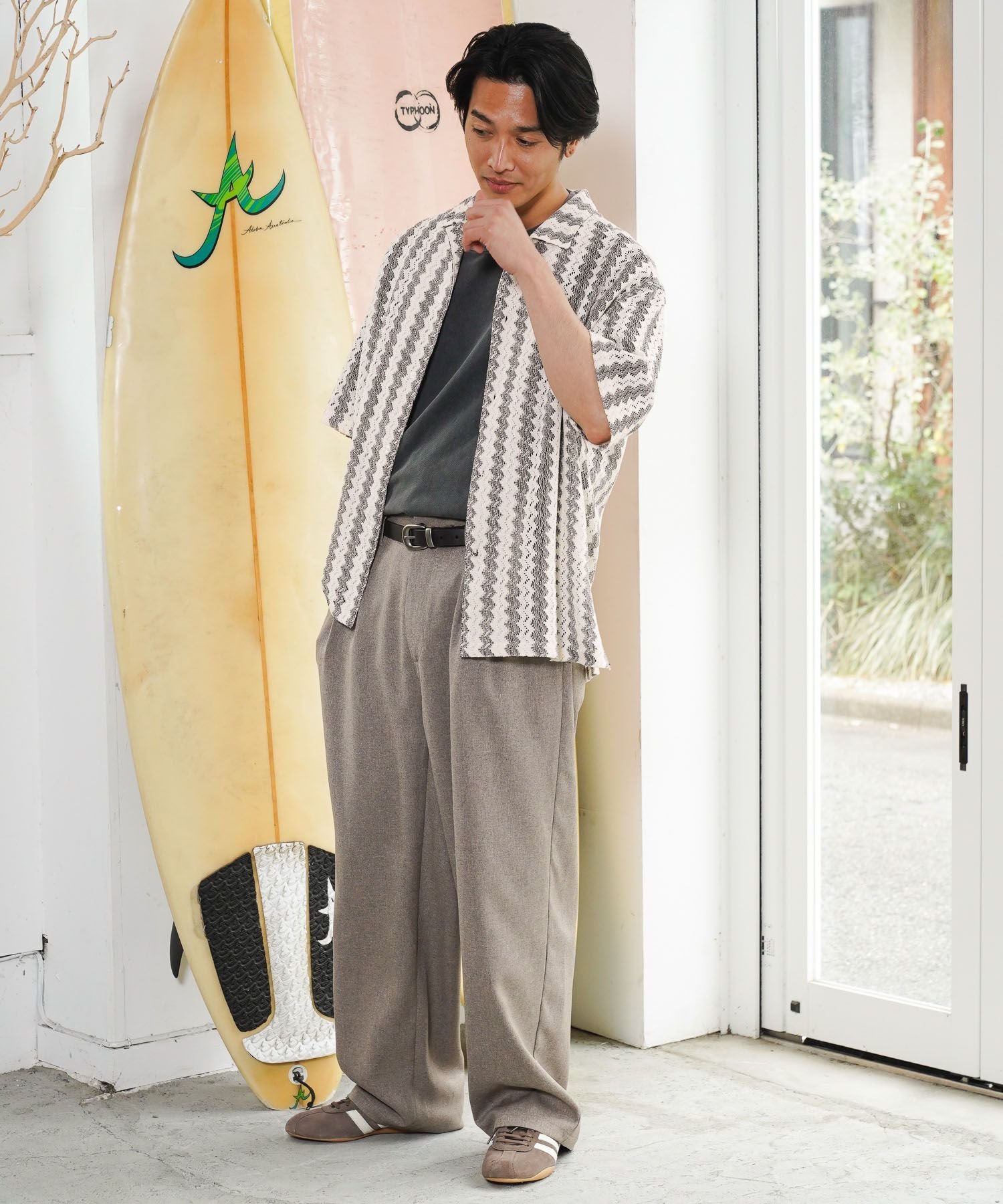 ワイドイージースラックス ベイフロー パンツ スラックス・ドレスパンツ ベージュ ネイビー