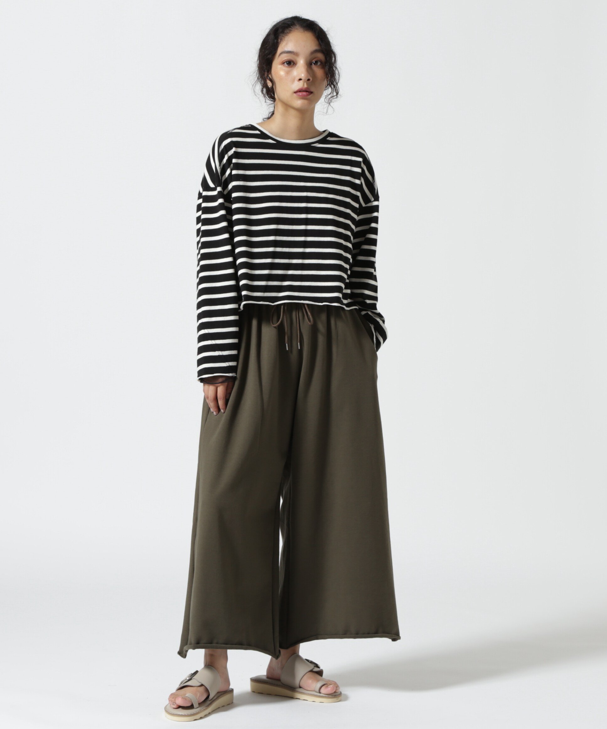 DROIT BELLO(ドロイトベロ)別注チュールドッキングボーダーカットソー ビーセカンド トップス カットソー・Tシャツ ブラック ネイビー