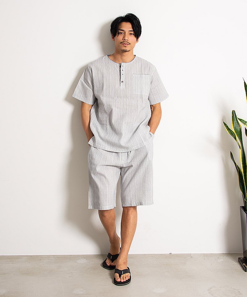 【SALE/5%OFF】dita Dita オーガニック甚平(メンズ) シルバーバレット 着物・浴衣・和装小物 浴衣 ベージュ ネイビー【送料無料】