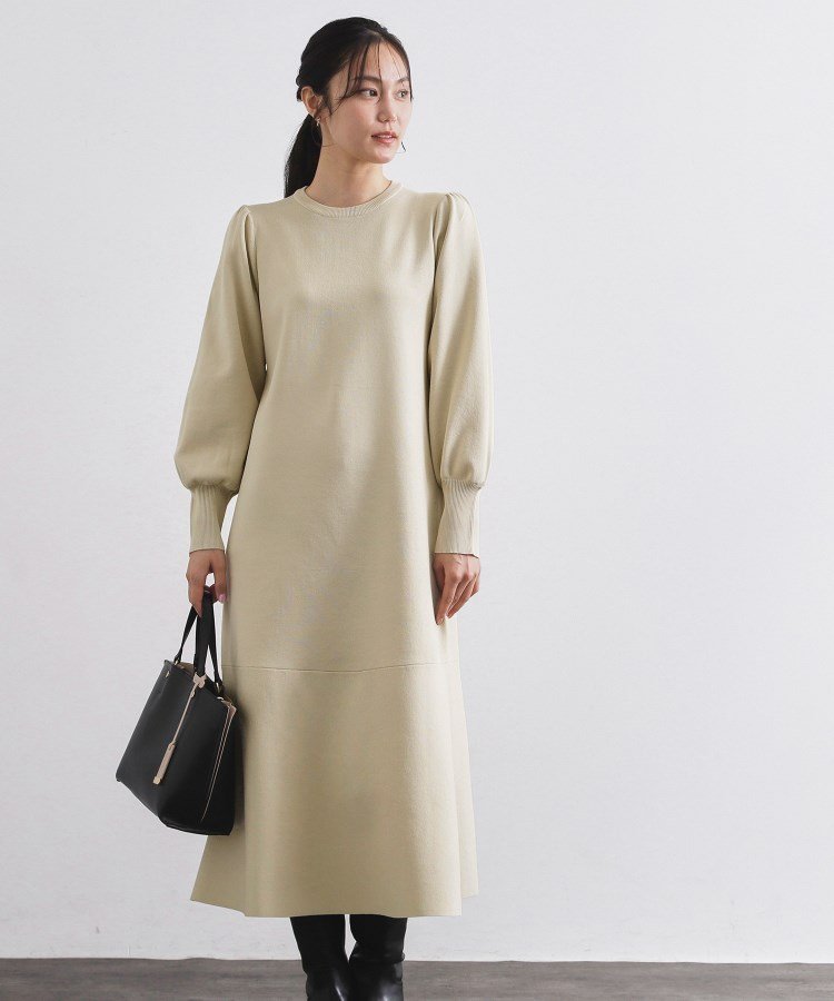 OPAQUE.CLIP 裾フレアニットワンピース【洗濯機OK/抗ピル】 オペークドットクリップ ワンピース・ドレス その他のワンピース・ドレス ブラック ホワイト【送料無料】のサムネイル