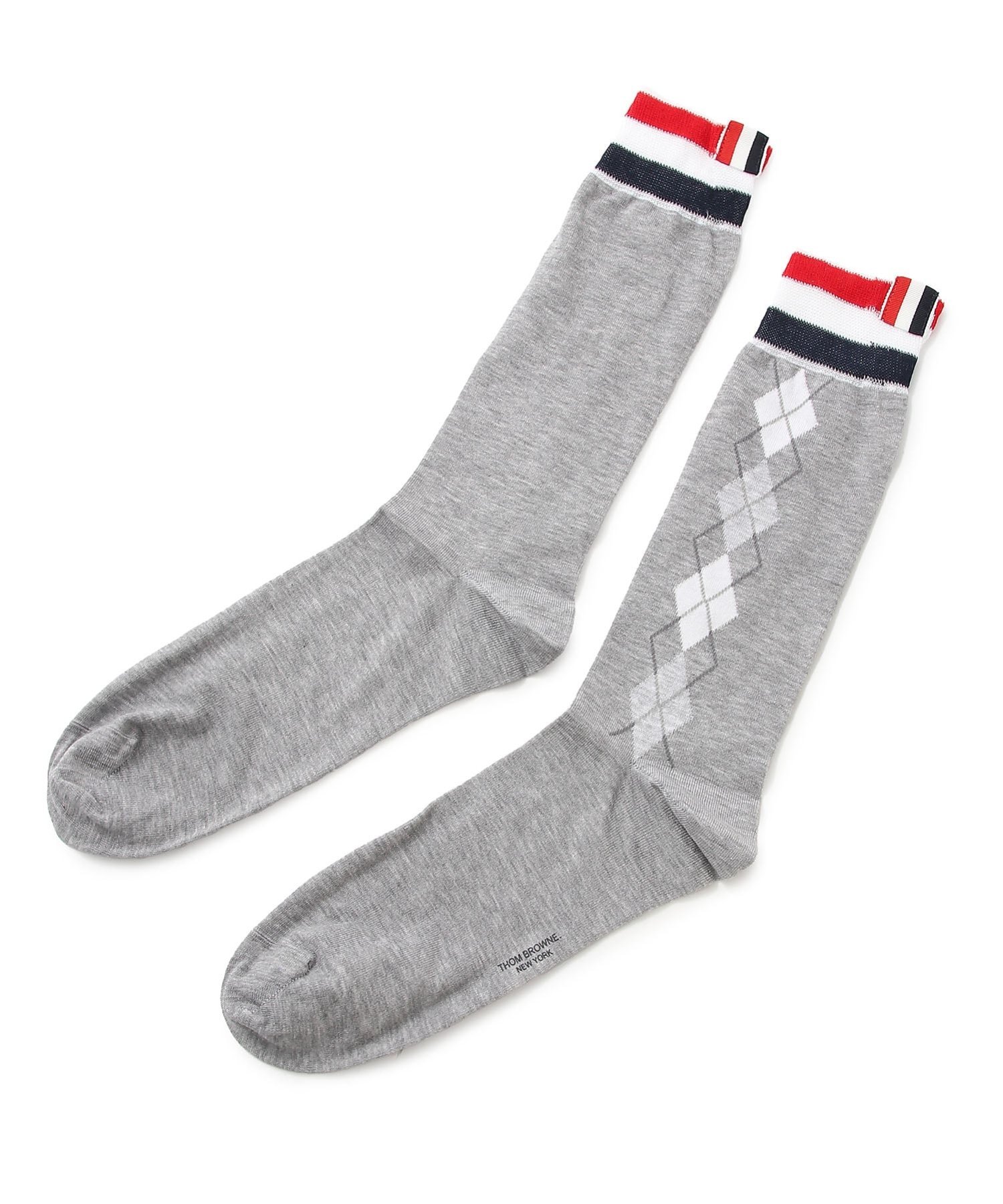 ARGYLE FUN MIX MID CALF SOCKS W/ RWB トムブラウン 靴下・レッグウェア 靴下 グレー