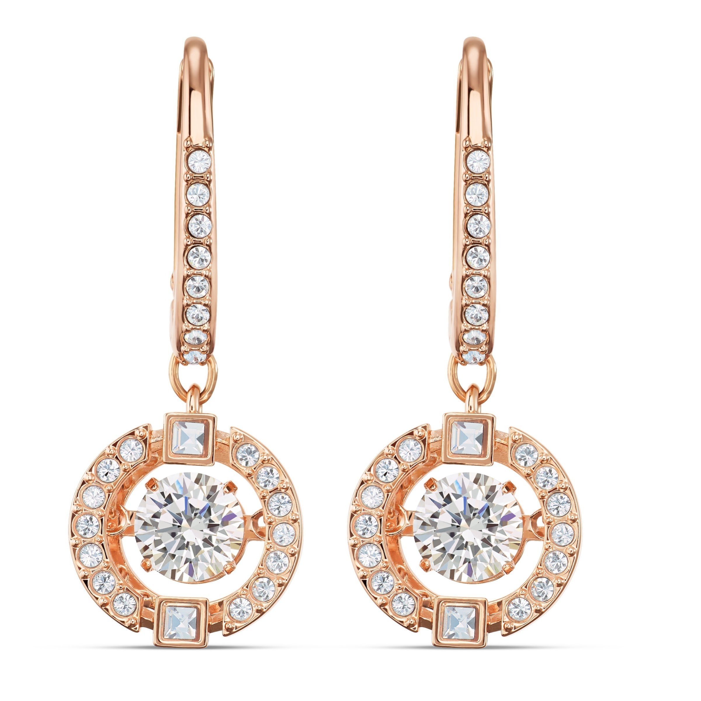 スワロフスキー ピアス（レディース） SWAROVSKI 【公式】【スワロフスキー】Swarovski Sparkling Dance ドロップピアス, ラウンドカット, ホワイト, ローズゴールドトーン・プレーティング スワロフスキー アクセサリー・腕時計 ピアス ホワイト【送料無料】