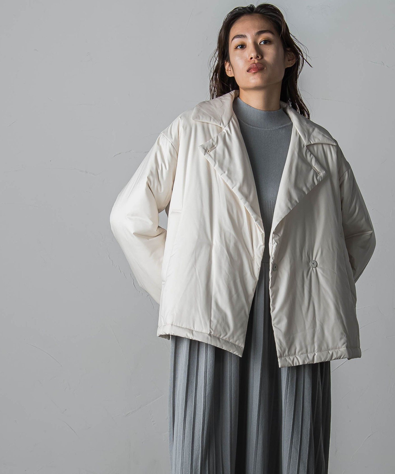 【SALE/50%OFF】MAYSON GREY THINDOWNチェスタージャケット≪洗濯機で洗える≫ メイソングレイ ジャケット・アウター テーラードジャケット・ブレザー ホワイト ブラック【送料無料】
