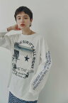 ROSE BUD HERE COME THE SUN グラフィックロンT ローズバッド トップス カットソー・Tシャツ ホワイト ピンク【送料無料】