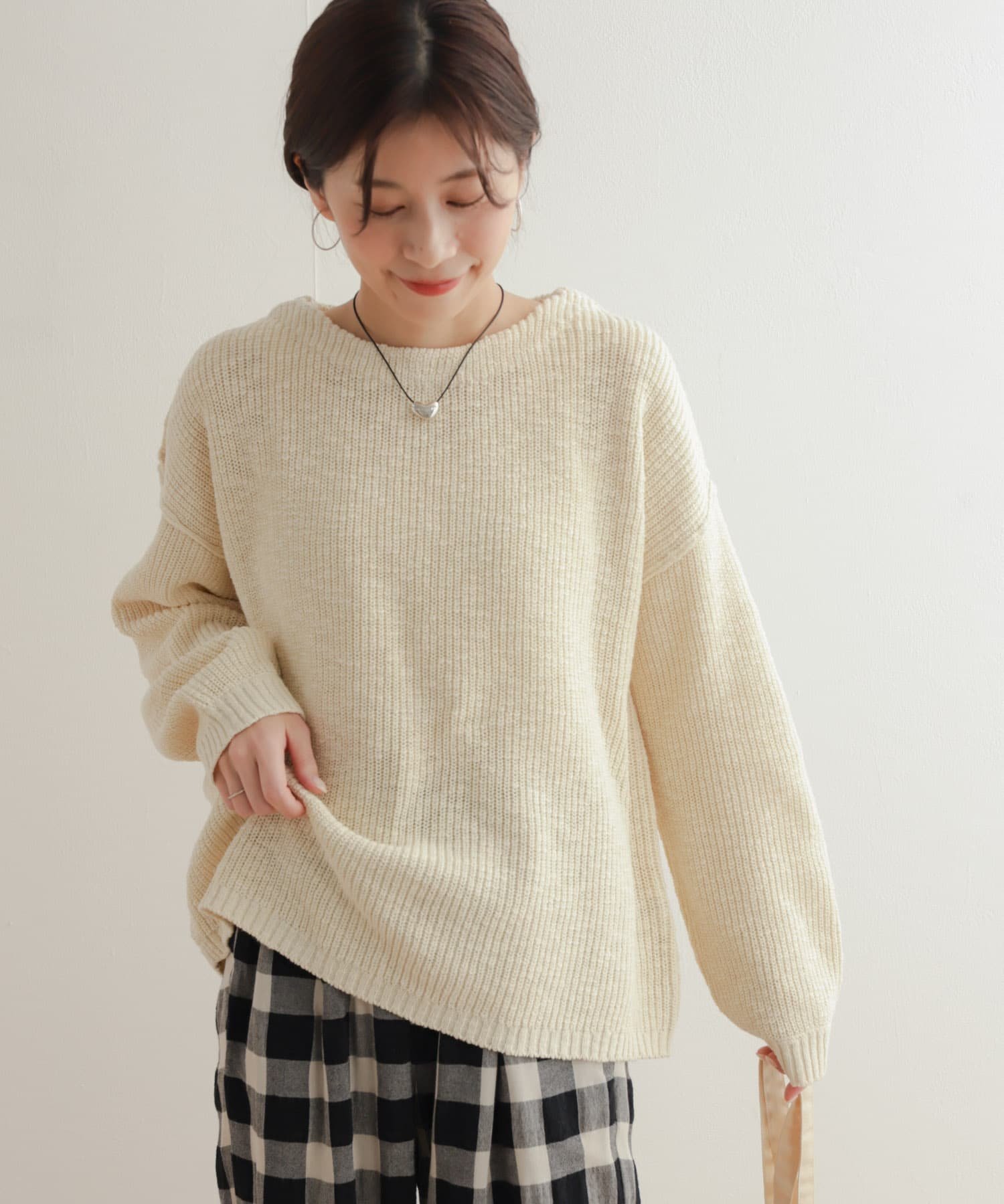 アーバンリサーチ トップス レディース 【SALE／40%OFF】URBAN RESEARCH DOORS コットンスラブKNIT アーバンリサーチドアーズ トップス ニット ベージュ グレー ネイビー【送料無料】