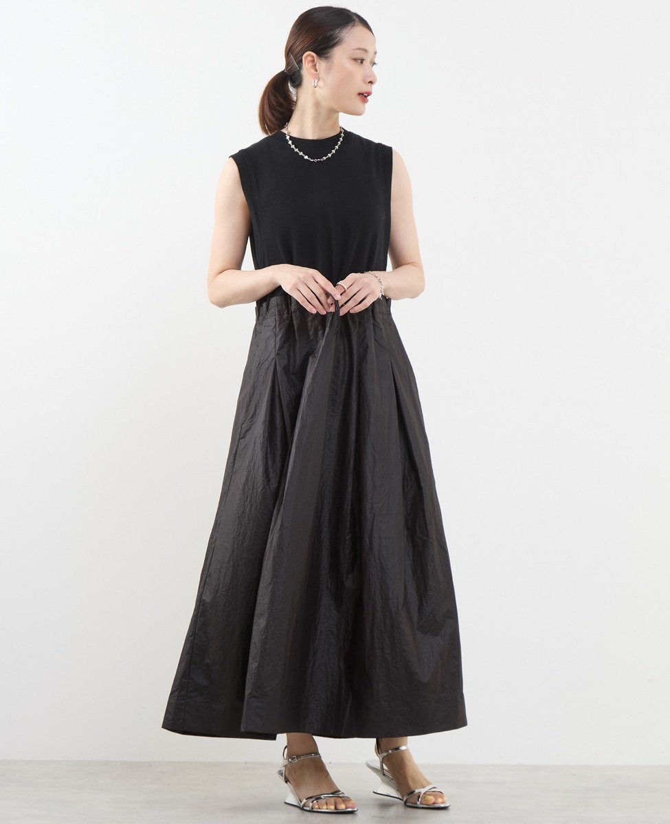 【SALE／60%OFF】Soffitto 布帛ドッキングワンピース ソフィット ワンピース・ドレス その他のワンピース・ドレス ホワイト ブラック【送料無料】のサムネイル