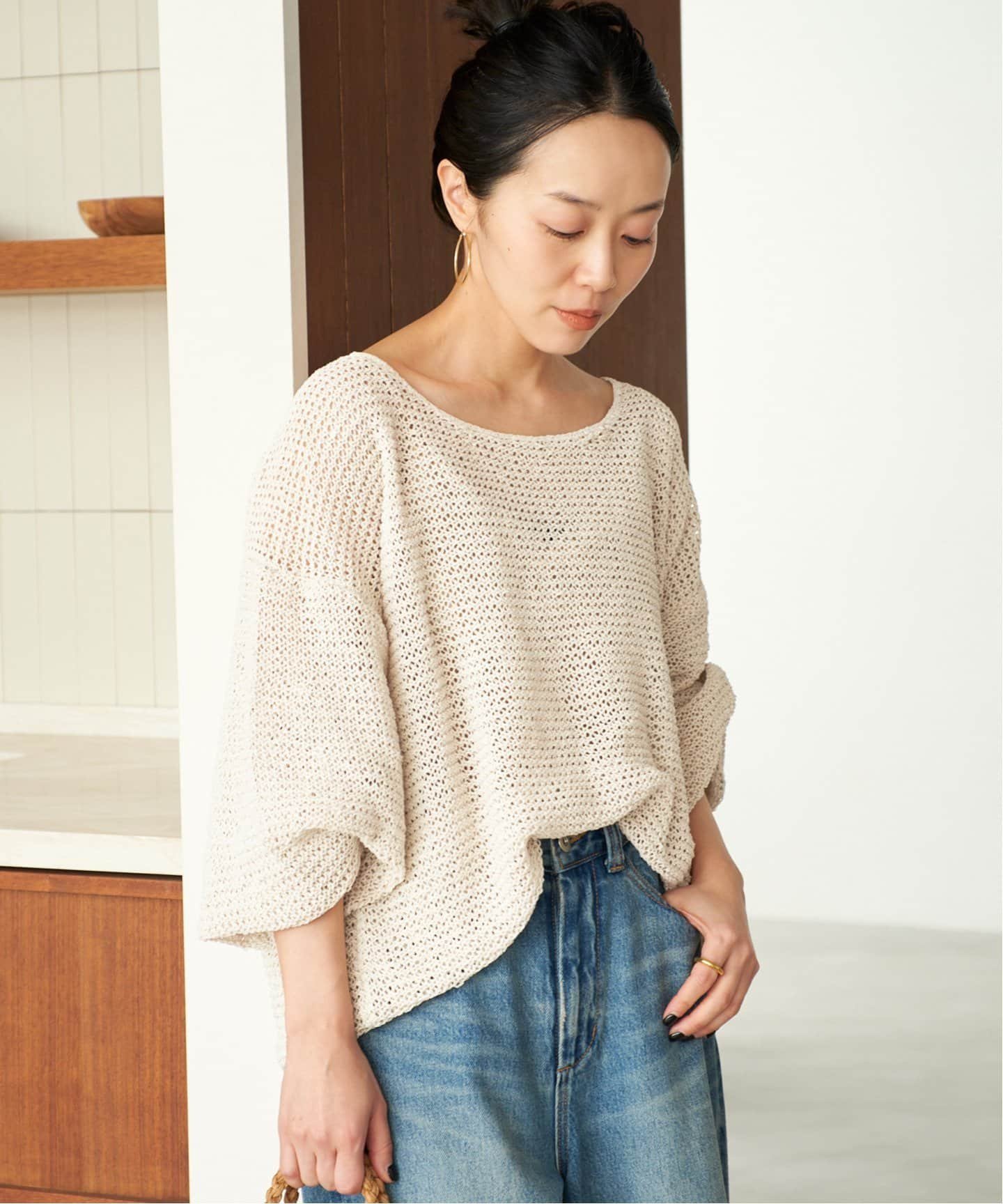 plage 《追加予約》TSUMUGI balloon プルオーバー プラージュ トップス ニット ブルー グレー ベージュ【送料無料】のサムネイル