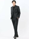 【SALE/10%OFF】TAKA-Q 光沢ウール混 スリムフィット 2ボタン3ピーススーツ 組織黒 タカキュー スーツ・フォーマル セットアップスーツ【送料無...