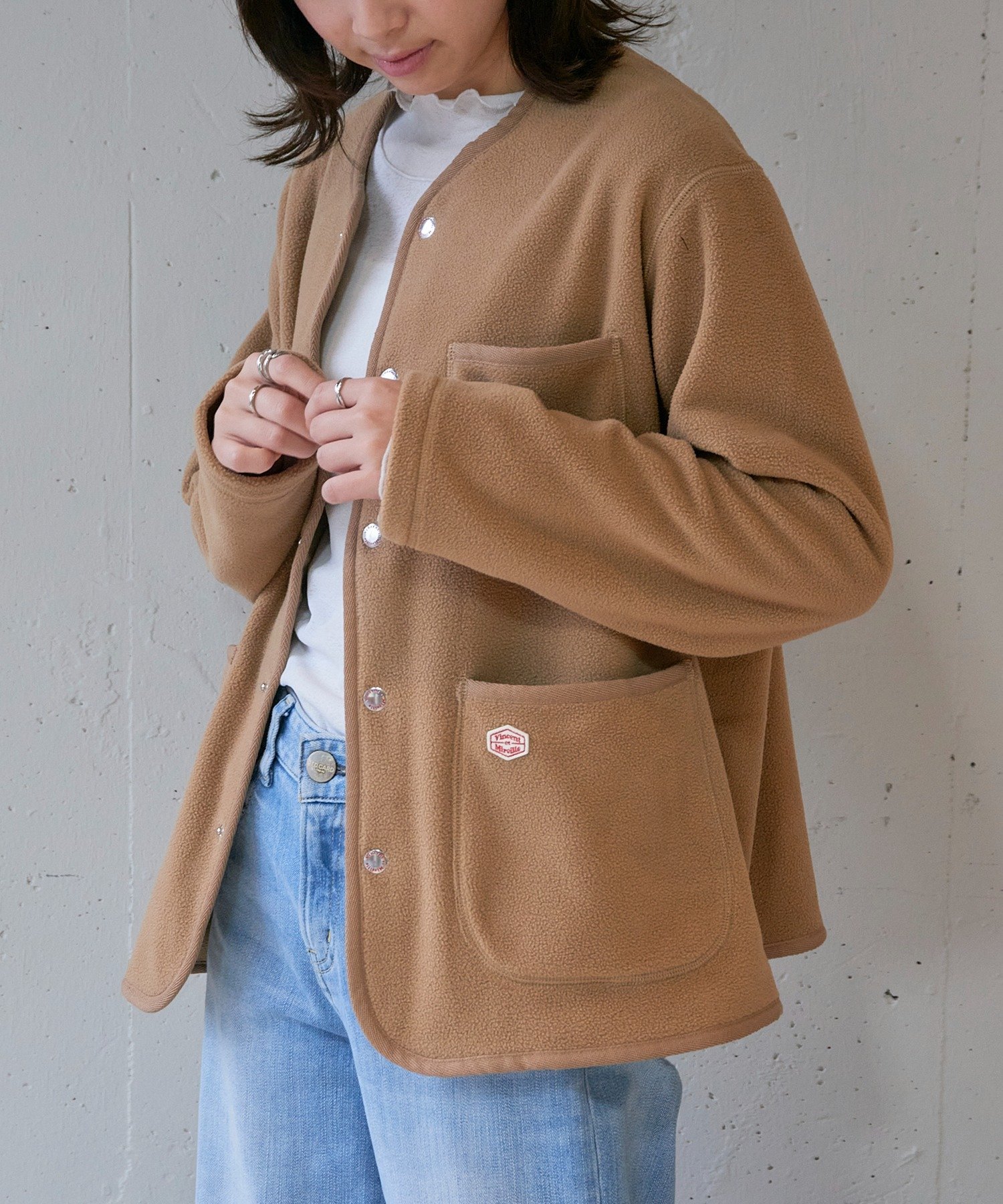 【SALE／10%OFF】Vincent et Mireille Vincent et Mireille/FLEECE CARDIGAN カセットチャート トップ..