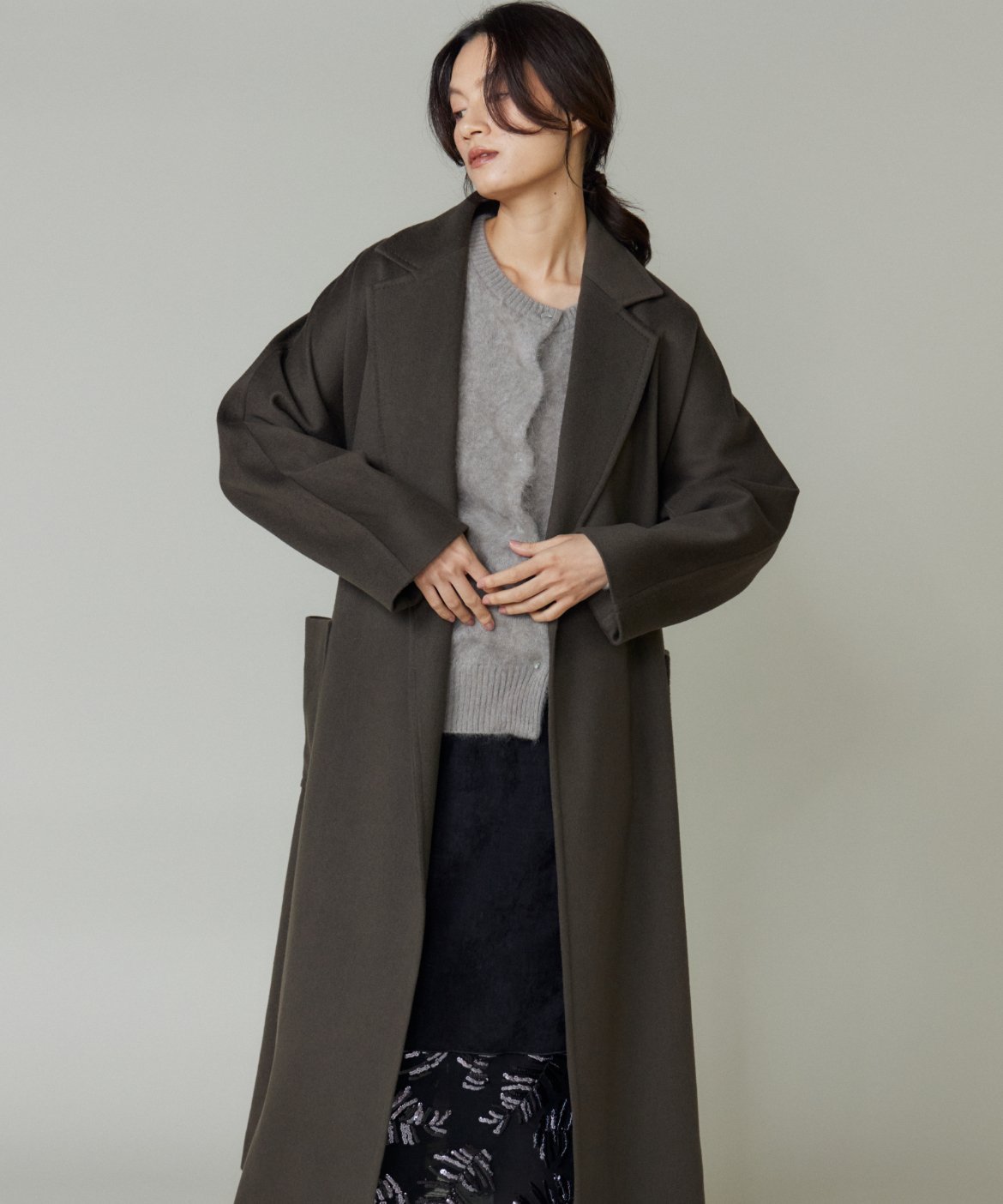 la veille by SUPERIOR CLOSET 《大きいサイズ》トレンチコート イネド ジャケット・アウター トレンチコート カーキグリーン グレー