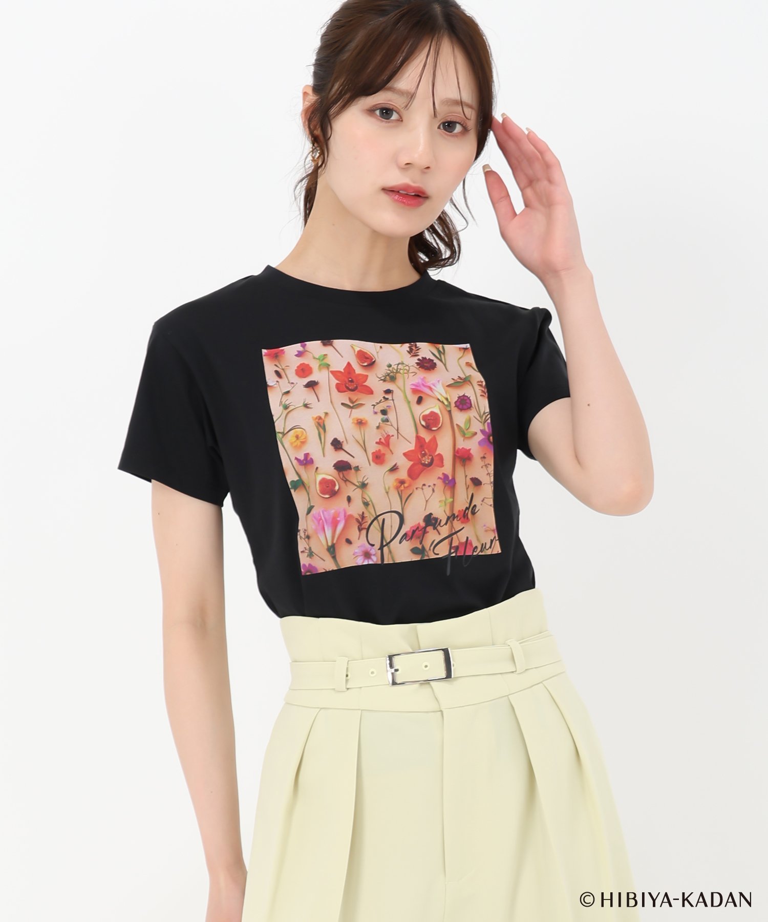 31 Sons de mode 2025春夏新作 【HIBIYA-KADANコラボ】フラワープリントTEE トランテアン ソン ドゥ モード トップス カットソー・Tシャツ ブルー ホワイト ブラック