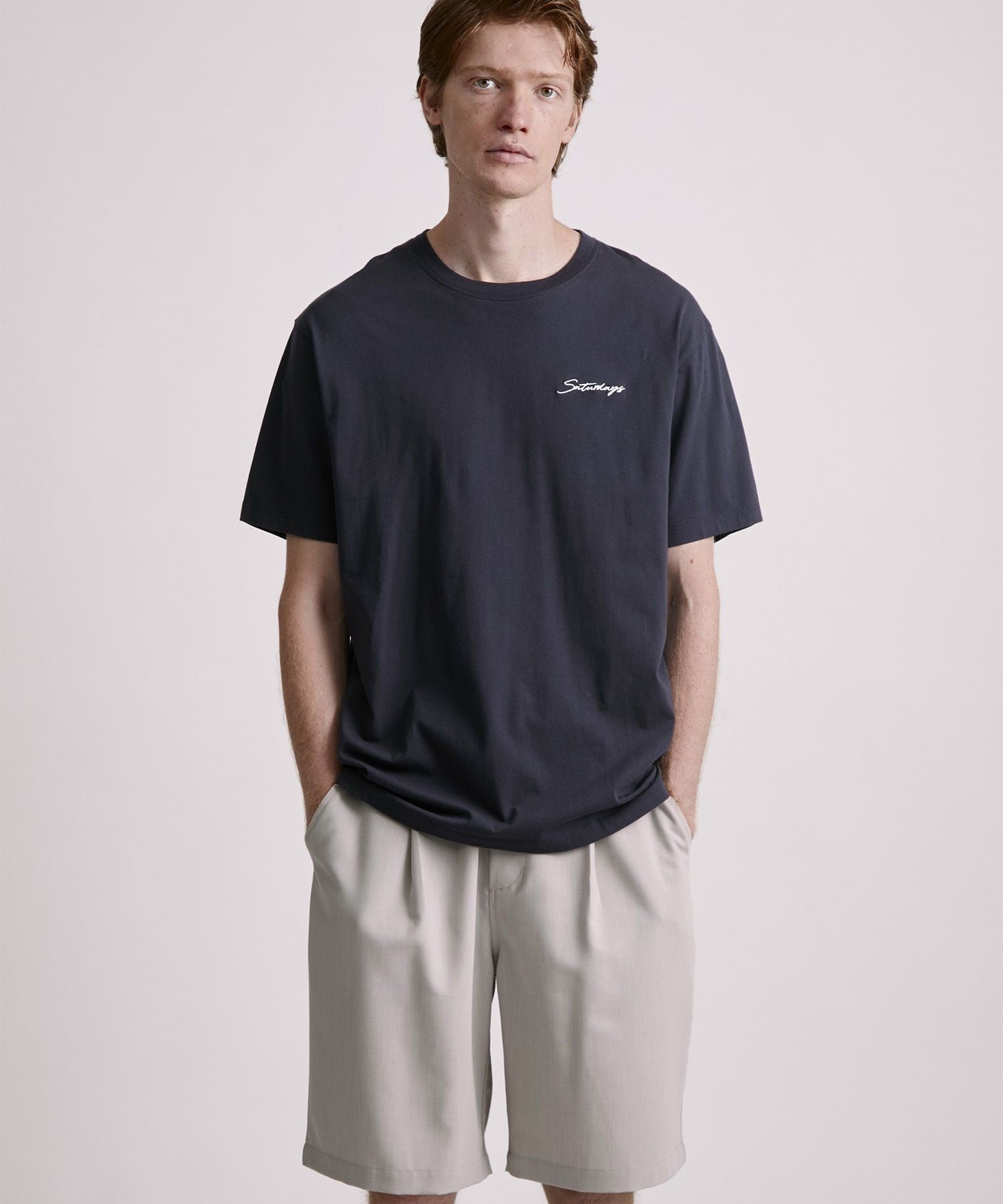 Saturdays NYC Script Emb SS Tee サタデーズ　ニューヨークシティ トップス カットソー・Tシャツ ネイビー【送料無料】