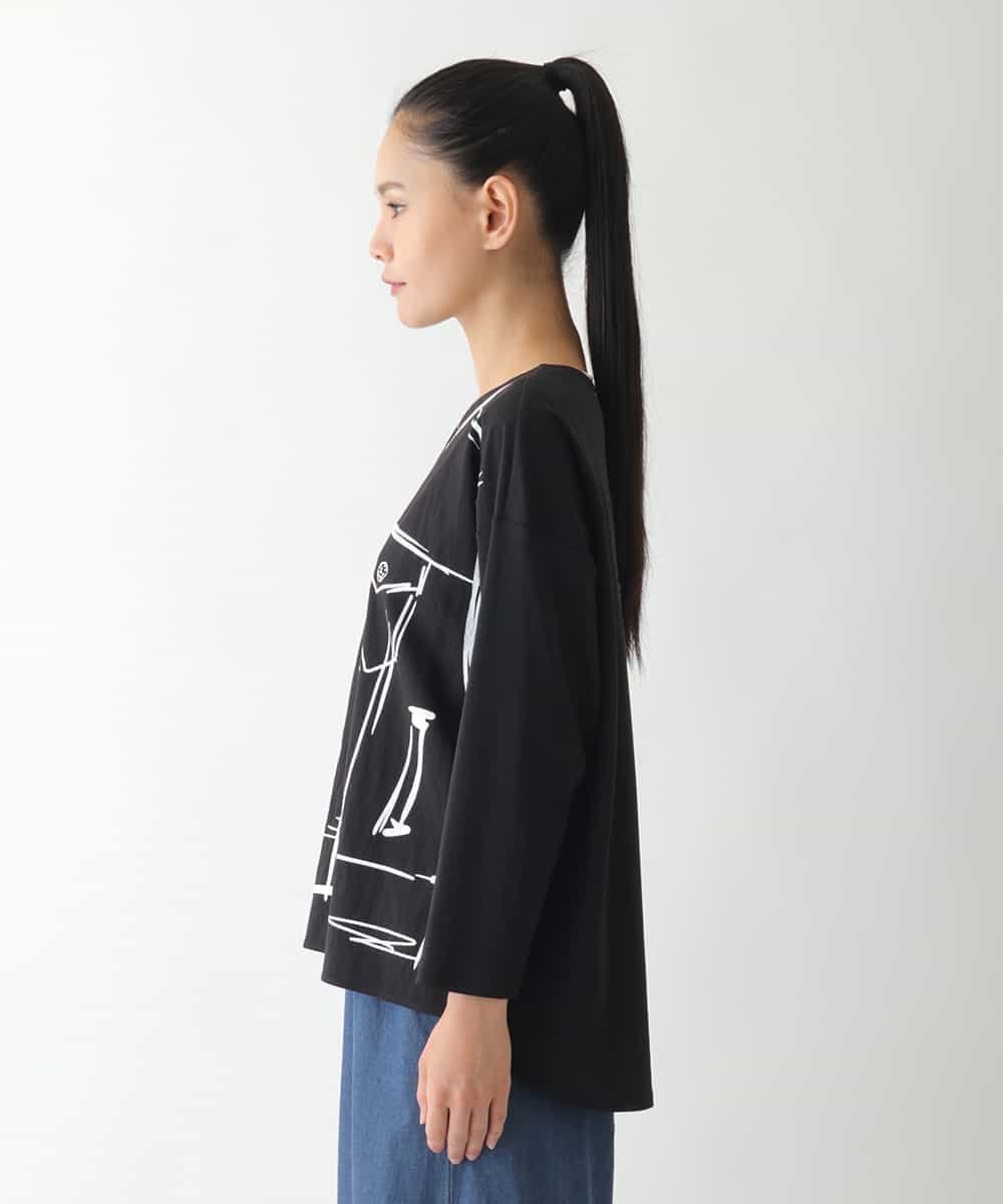 HIROKO BIS Gジャンプリントデザインプルオーバー /洗える ヒロコ ビス トップス カットソー・Tシャツ ホワイト ブラック