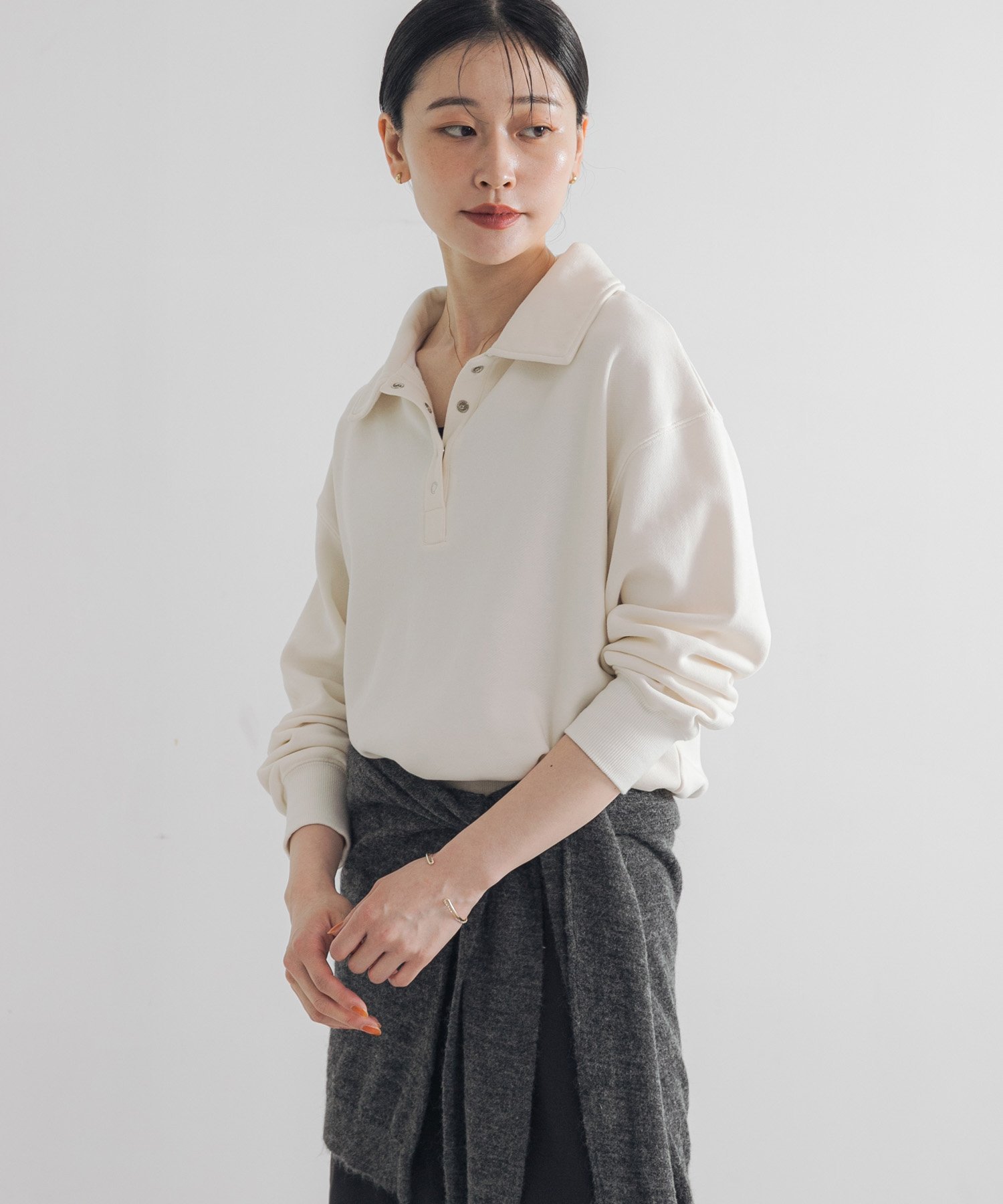 【SALE／50%OFF】URBAN RESEARCH シャツカラースウェット アーバンリサーチ トップス スウェット・トレーナー ホワイト グレー ネイビー【送料無料】のサムネイル