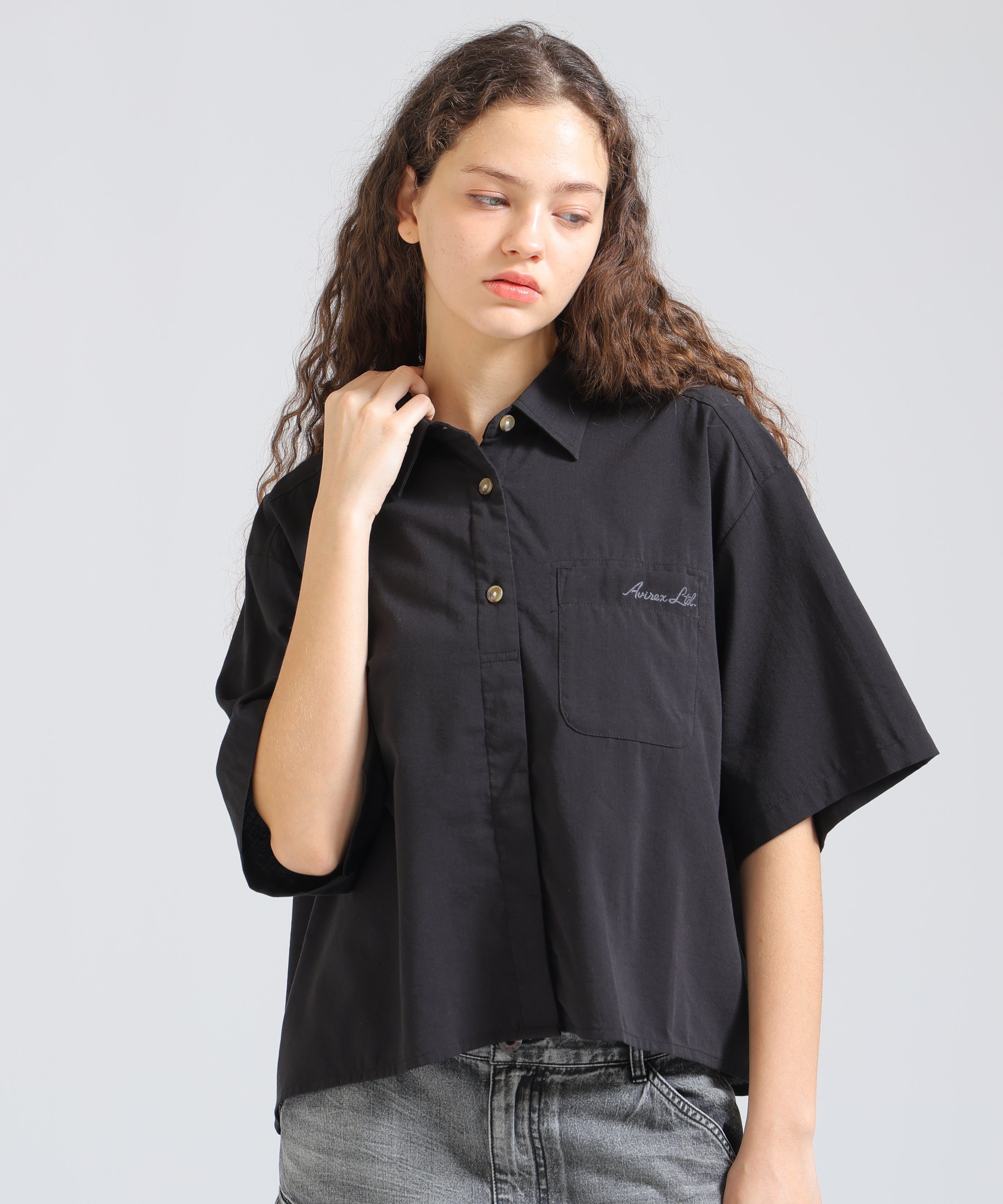 《WOMAN/直営店限定》H/S BACK GATHER DETAILS SHIRT アヴィレックス トップス シャツ・ブラウス ブラック グリーン ブラウン ホワイト