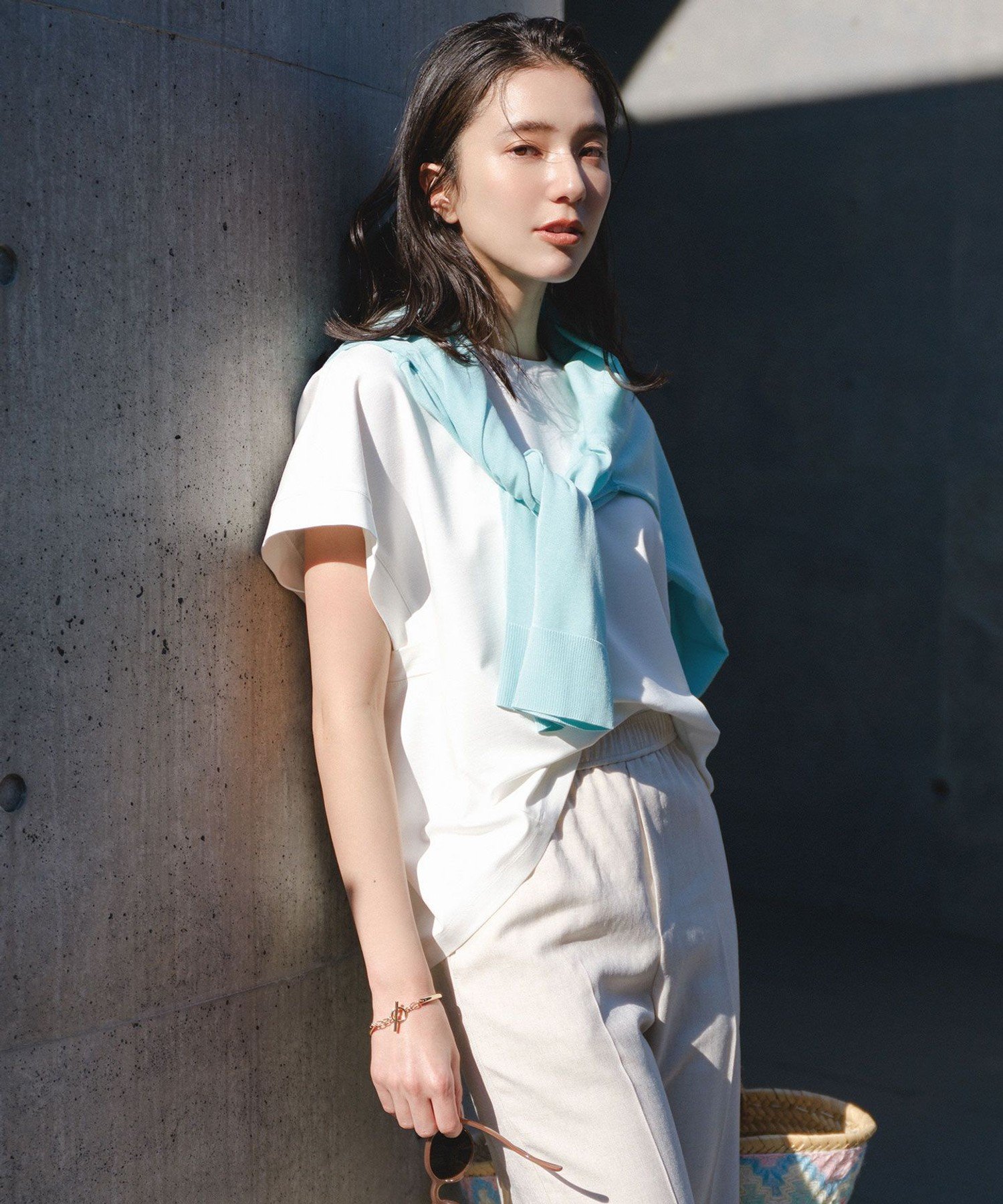 UNFILO L 【一部店舗限定カラー】BEAUTY FORM-T コクーンTシャツ アンフィーロ トップス カットソー・Tシャツ ネイビー レッド ブラック グレー ホワイト