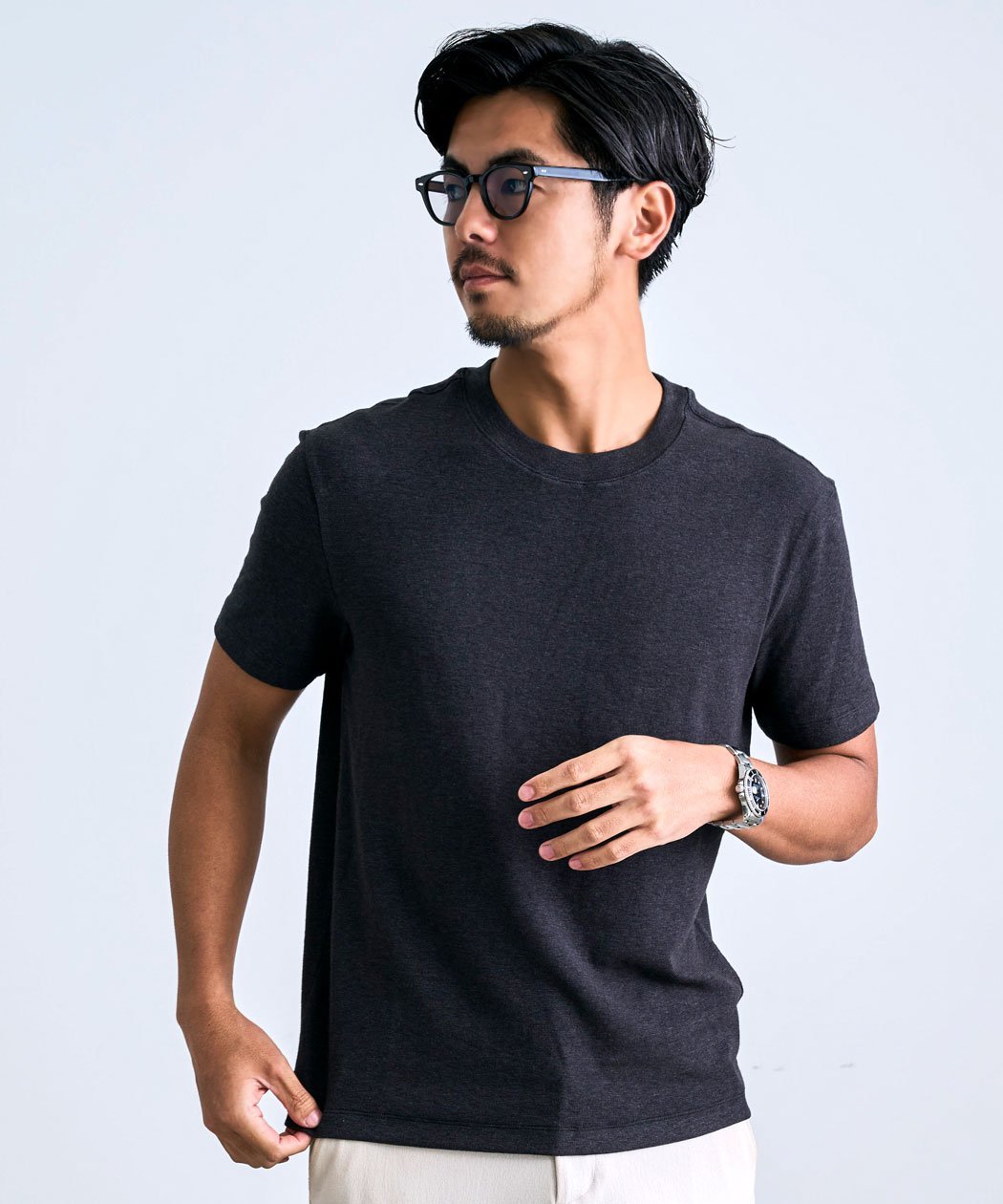 SB select BENUSTA シンプルクルーネック半袖Tシャツ シルバーバレット トップス カットソー・Tシャツ ホワイト ブラック