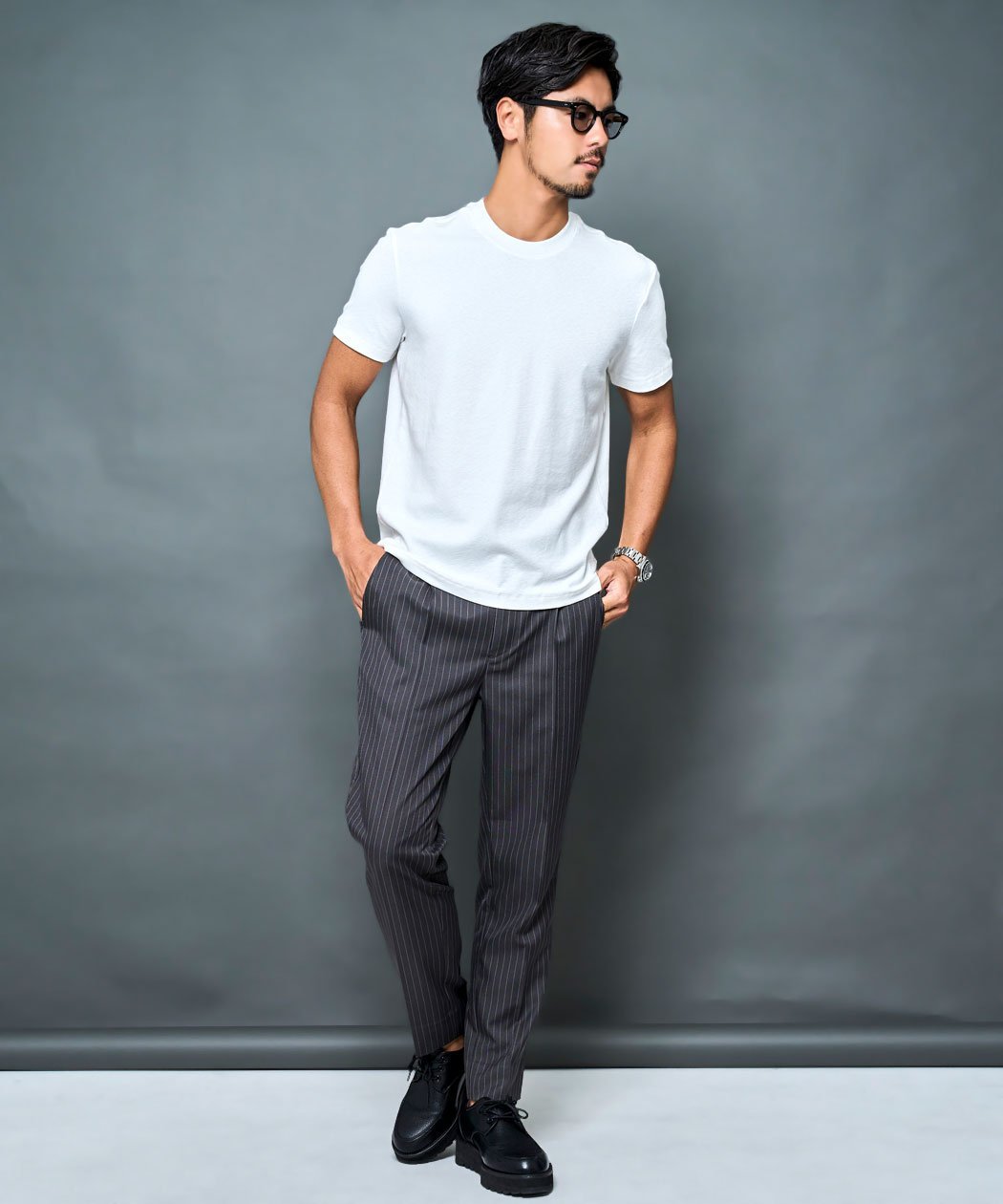 SB select BENUSTA シンプルクルーネック半袖Tシャツ シルバーバレット トップス カットソー・Tシャツ ホワイト ブラック