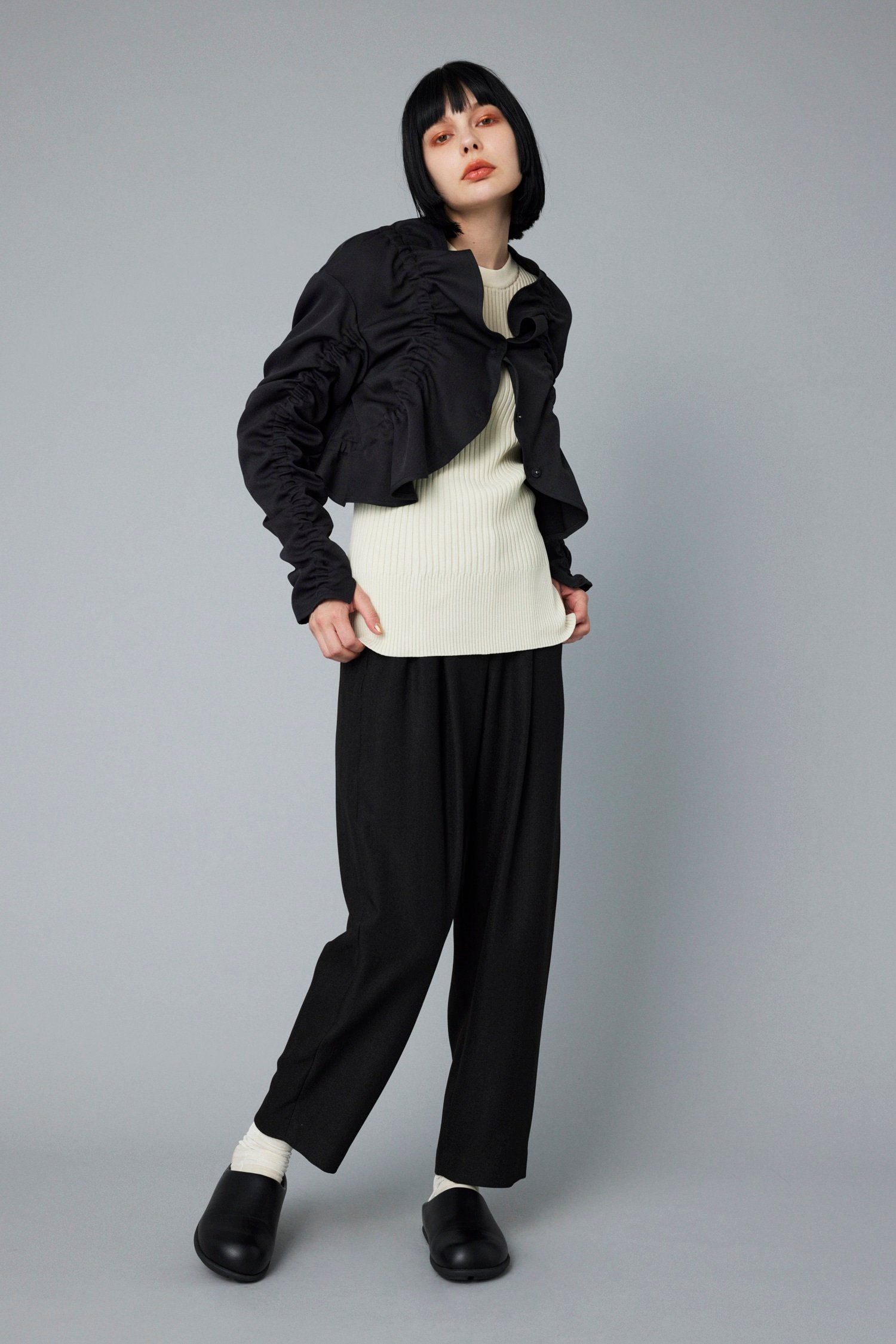 HeRIN.CYE Shirring jacket ヘリンドットサイ トップス シャツ・ブラウス グレー ブラック