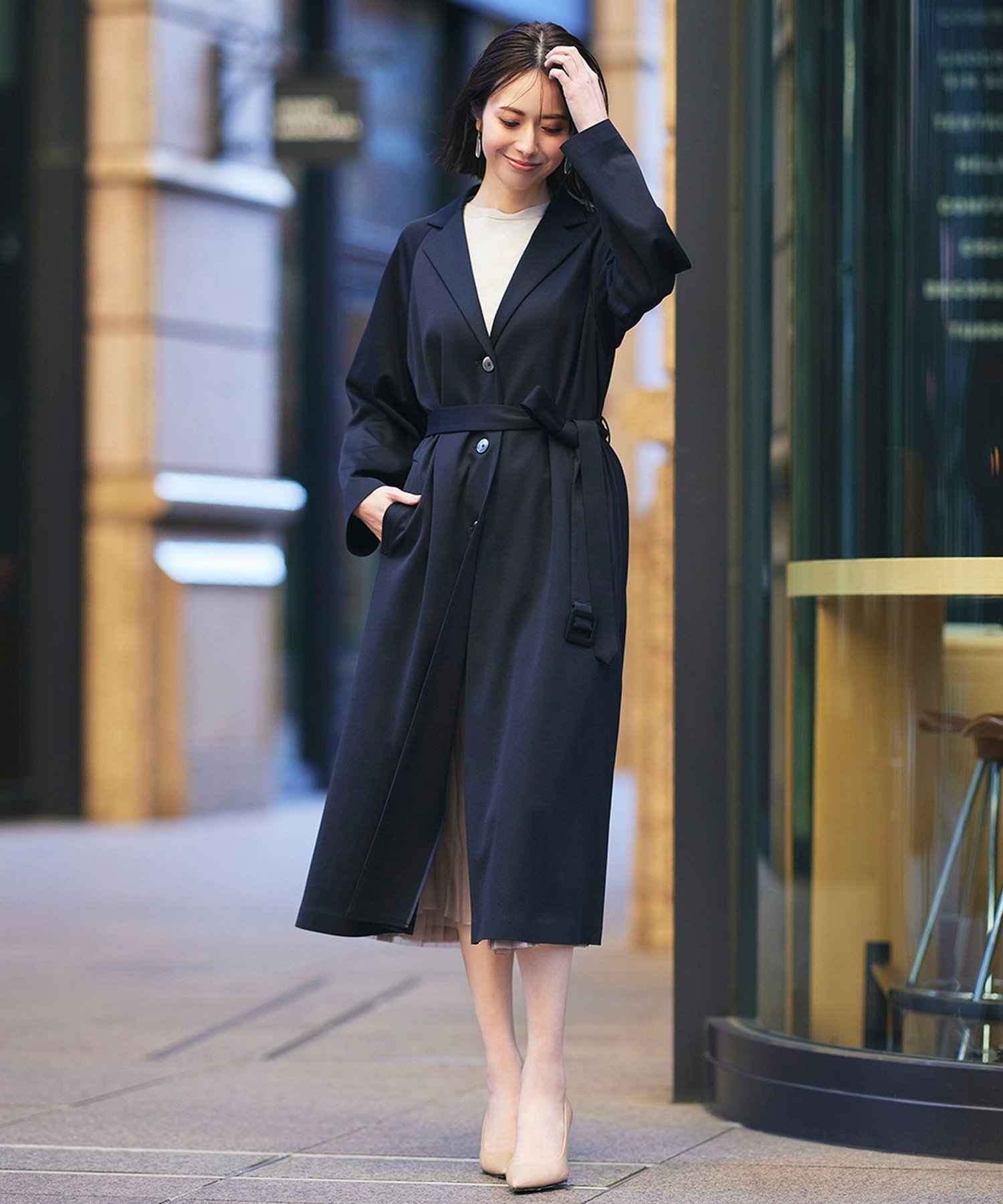 S.ESSENTIALS 【DRESOPHY】ミラノリブドレスコート エス エッセンシャルズ ジャケット・アウター その他のジャケット・アウター ネイビー【送料無料】