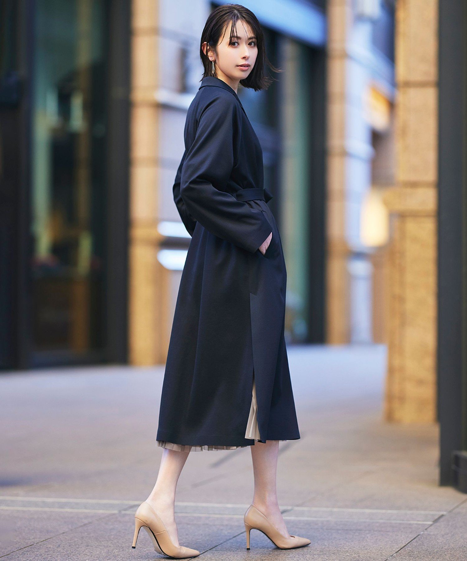 S.ESSENTIALS 【DRESOPHY】ミラノリブドレスコート エス エッセンシャルズ ジャケット・アウター その他のジャケット・アウター ネイビー【送料無料】