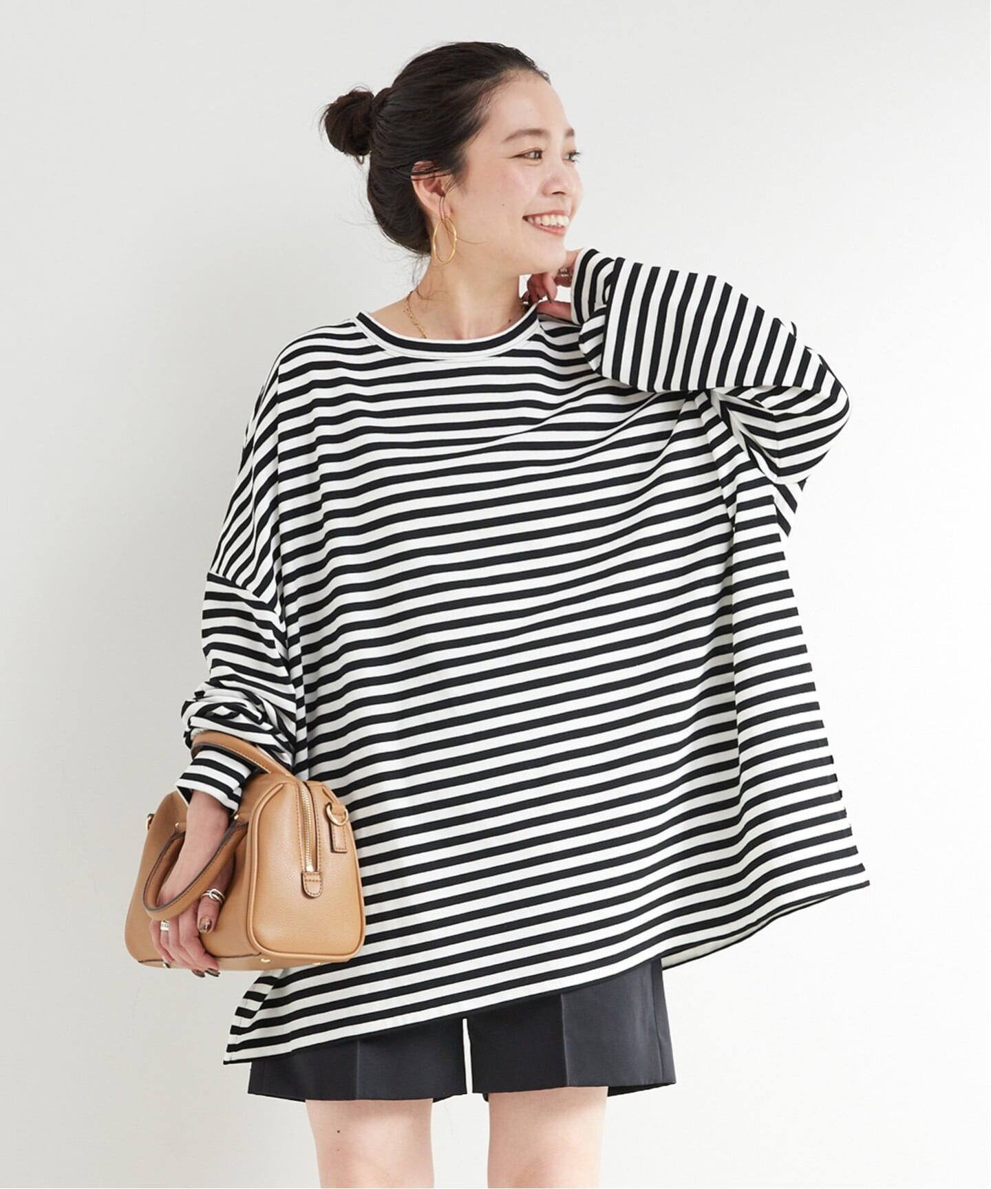 B.C STOCK 【WEB限定】ウォッシャブル / ビッグボーダープルオーバー ベーセーストック トップス カットソー・Tシャツ ブラック カーキグリーン レッド【送料無料】のサムネイル