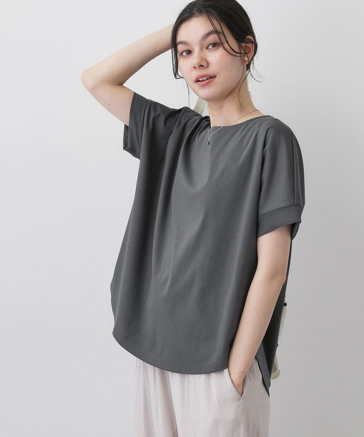 【接触冷感/UVカット】美光沢カットソーワイドシルエット デッサン トップス カットソー・Tシャツ ホワイト イエロー ブラック グレー