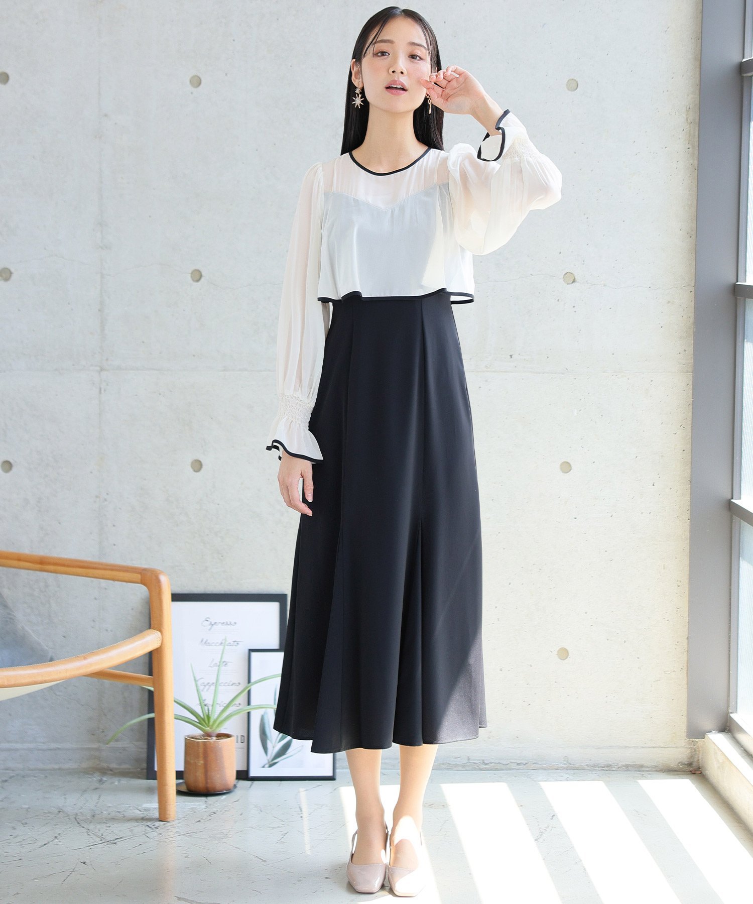 PourVous パイピング ワンピース結婚式オケージョンドレス同窓会パーティードレスお呼ばれ プールヴー ..