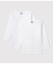 PETIT BATEAU ホワイト長袖Tシャツ2枚組 プチバトー インナー・ルームウェア その他のインナー・ルームウェア ホワイト