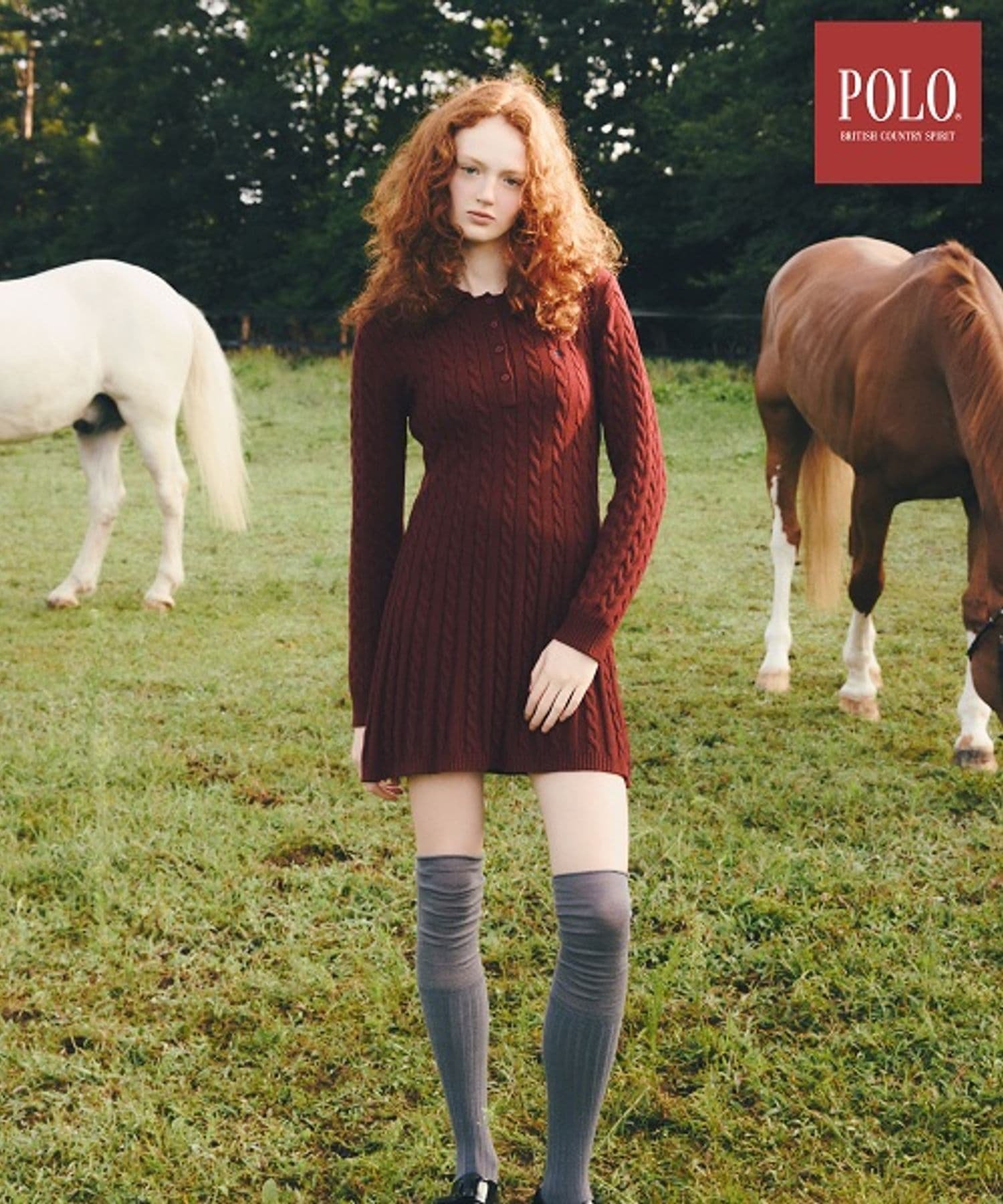 Heather 【POLO BCS(ポロ・ビーシーエス)】ケーブルワンピース ヘザー ワンピース・ドレス チュニック ネイビー ワインレッド【送料無料】